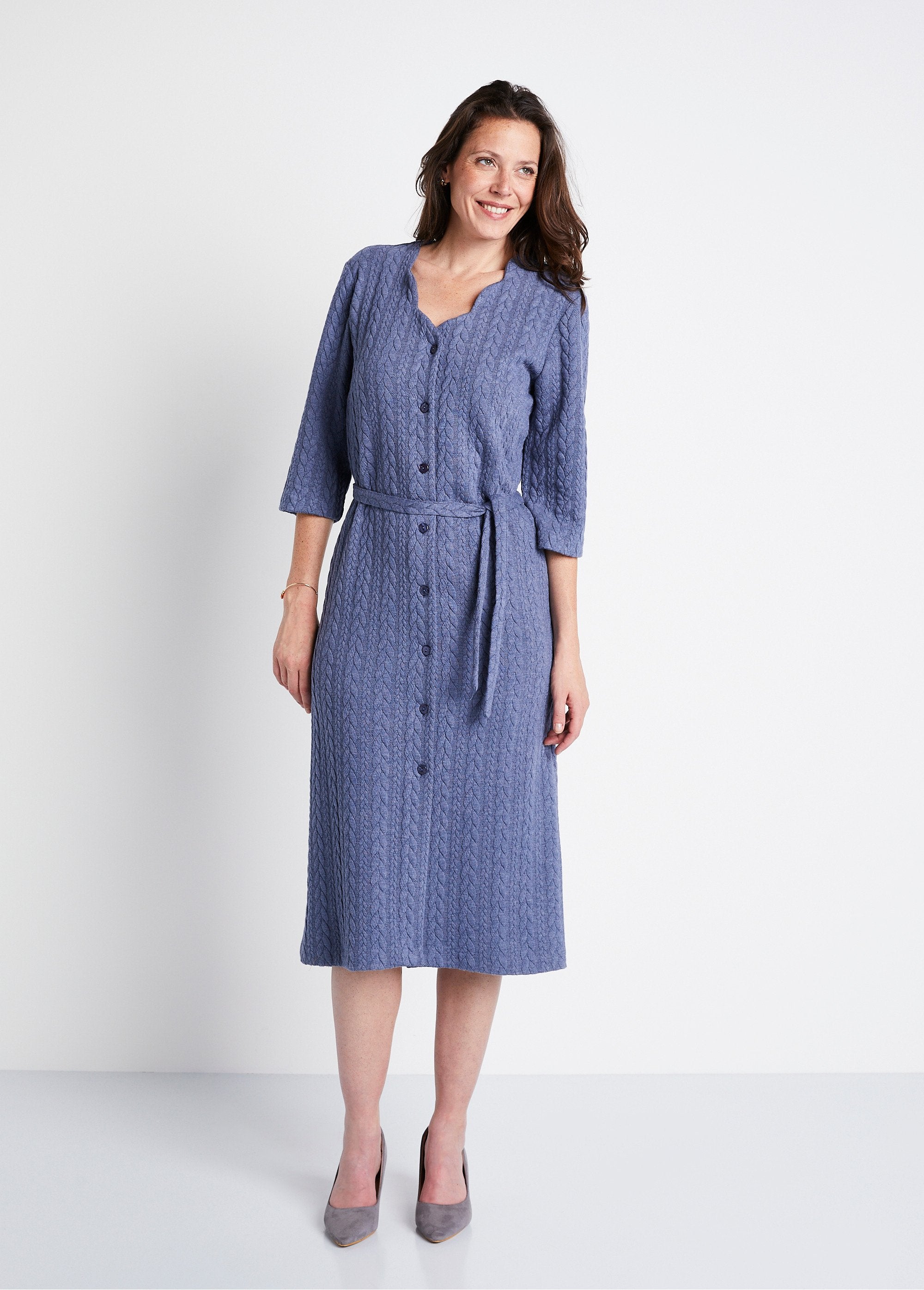 Robe_boutonnée_mi-longue_maille_reliefée_Bleu_FA1_slim