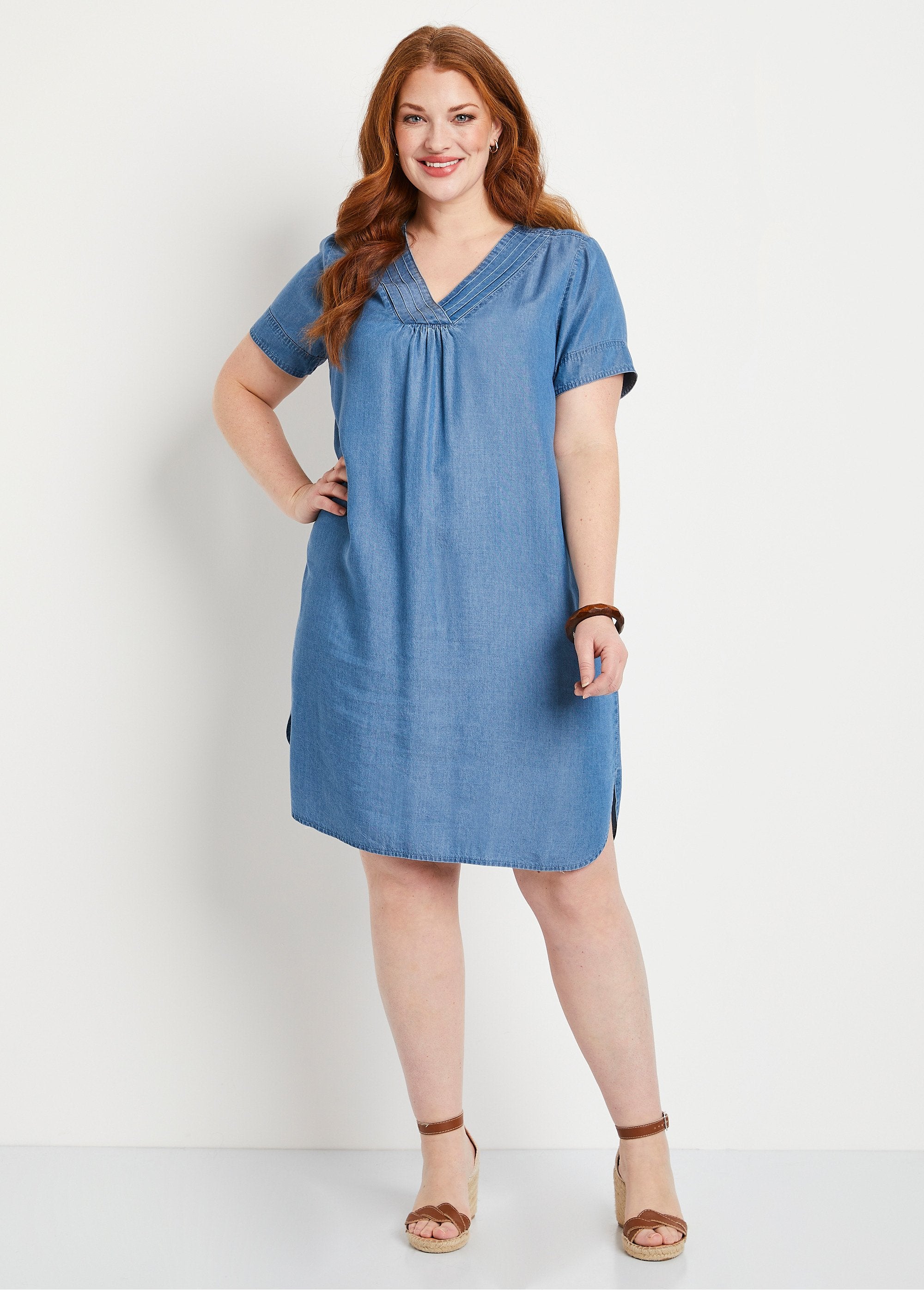 Robe_courte_droite_tissu_lyocell_Bleu_FA1_curvy