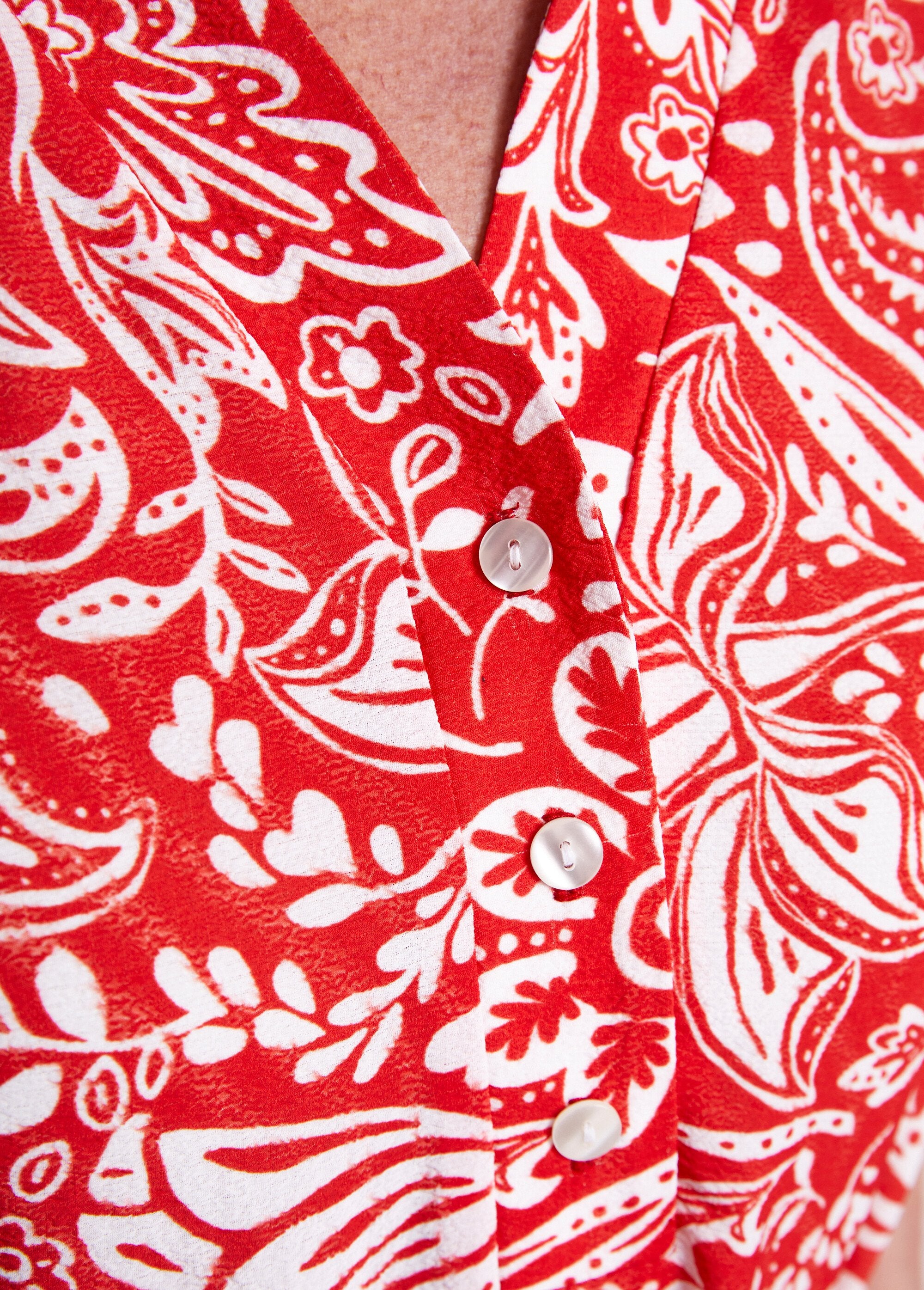 Robe_courte_tissu_gaufré_bicolore_Rouge_et_blanc_DE3_slim