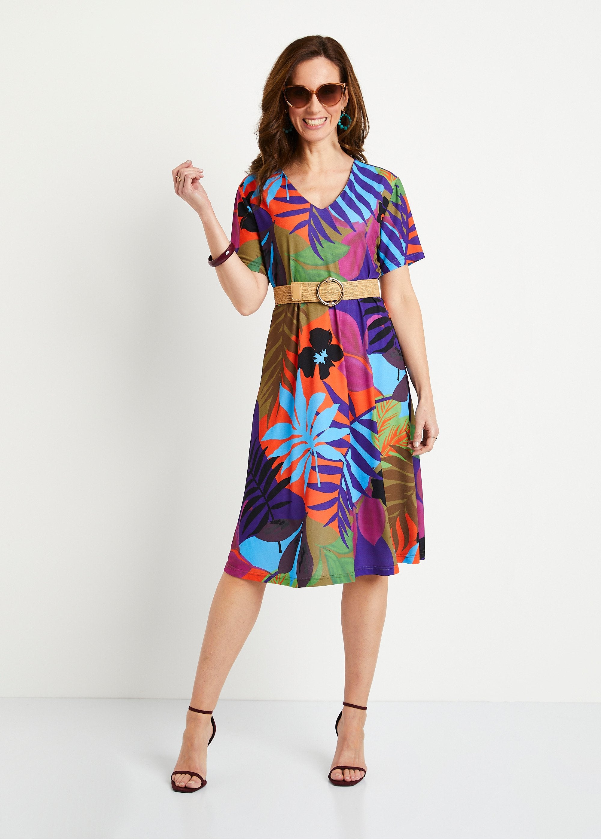 Robe_évasée_courte_imprimé_feuilles_Multicolore_FA2_slim