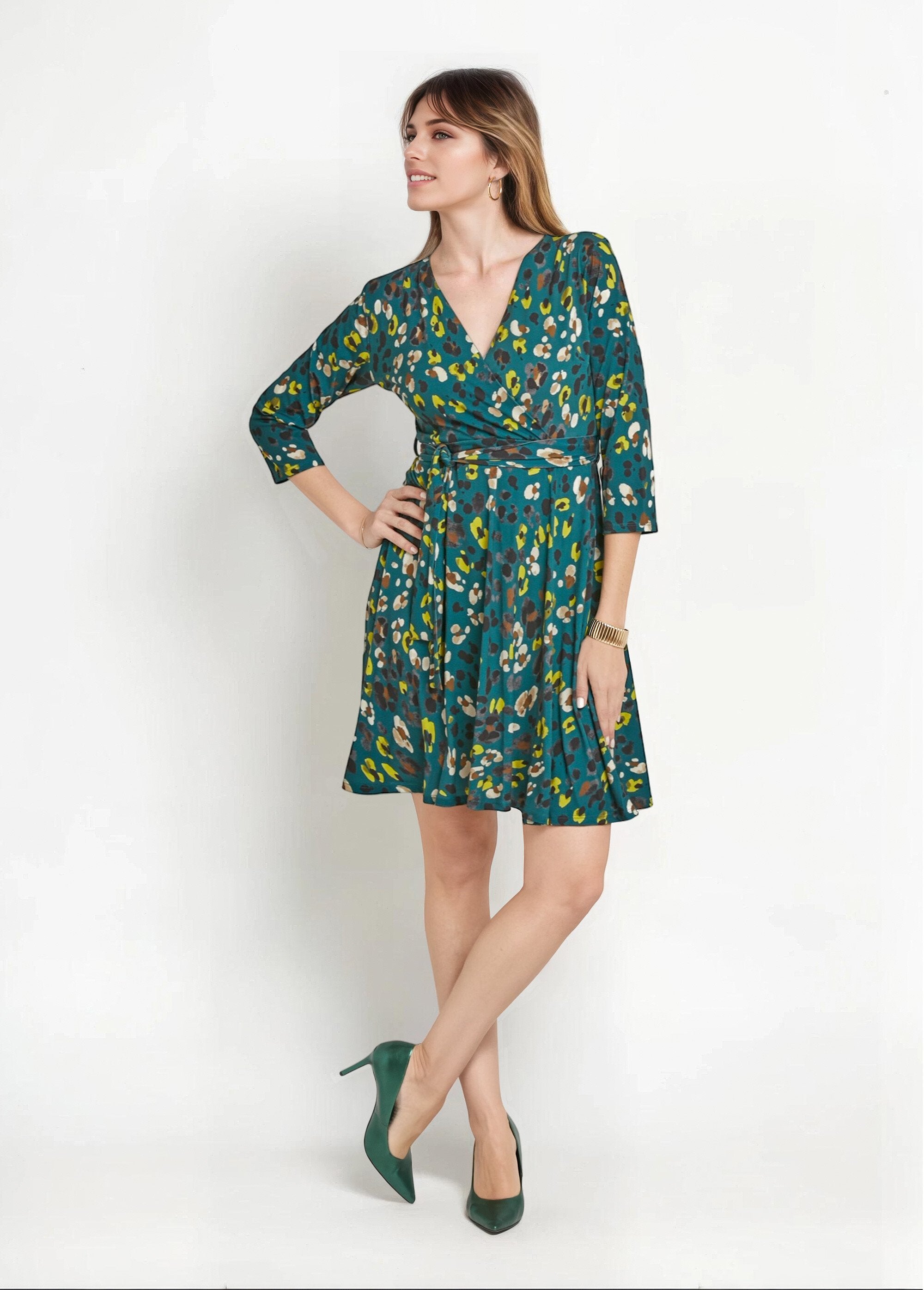 Printed_wrap_dress_with_belted_waist_Green_prints_FA1_slim