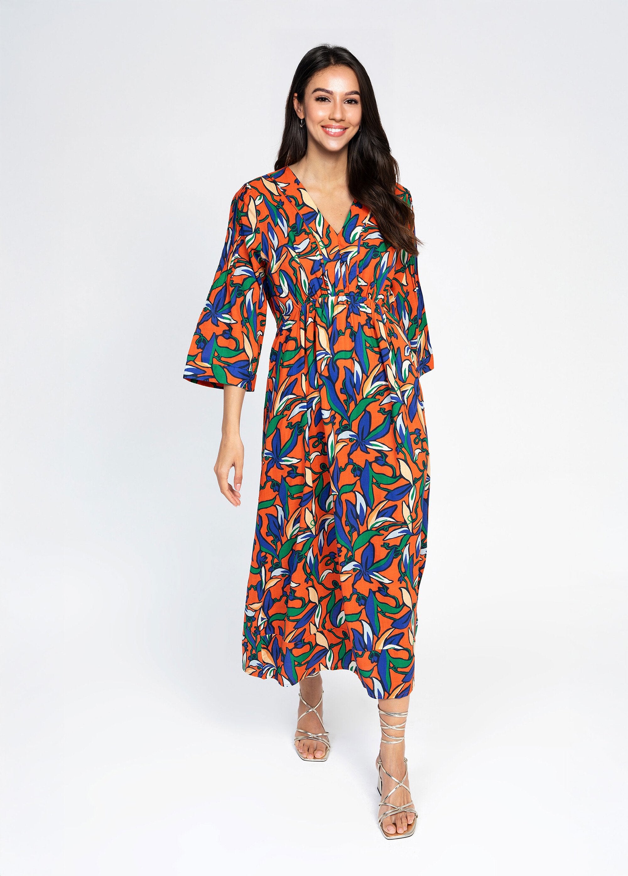 Robe_longue_fluide_motif_coloré_Orange_imprime_FA1_slim
