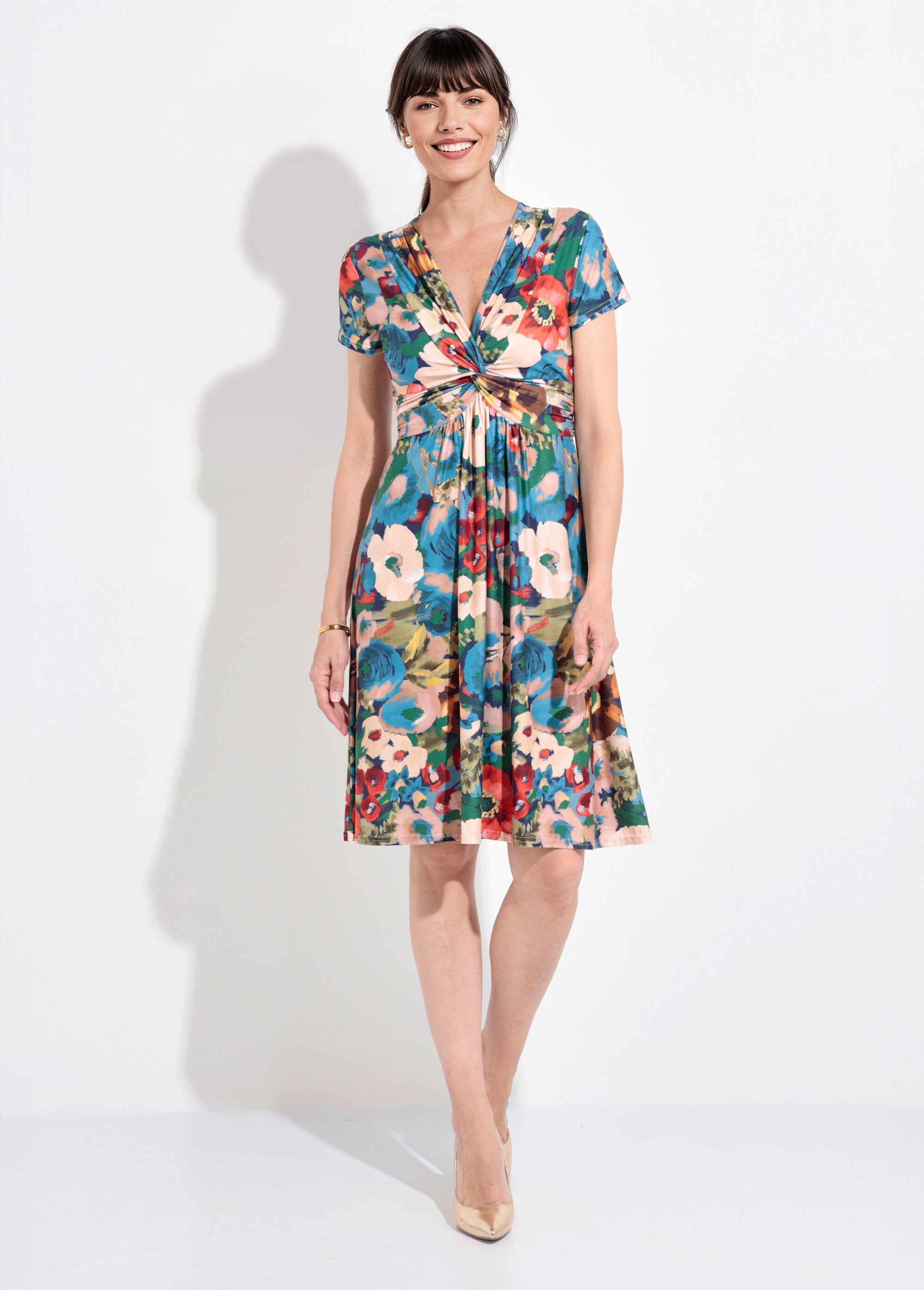 Jurk_met_klaproosprint_en_korte_mouwen_Bleu_et_rouge_FA1_slim