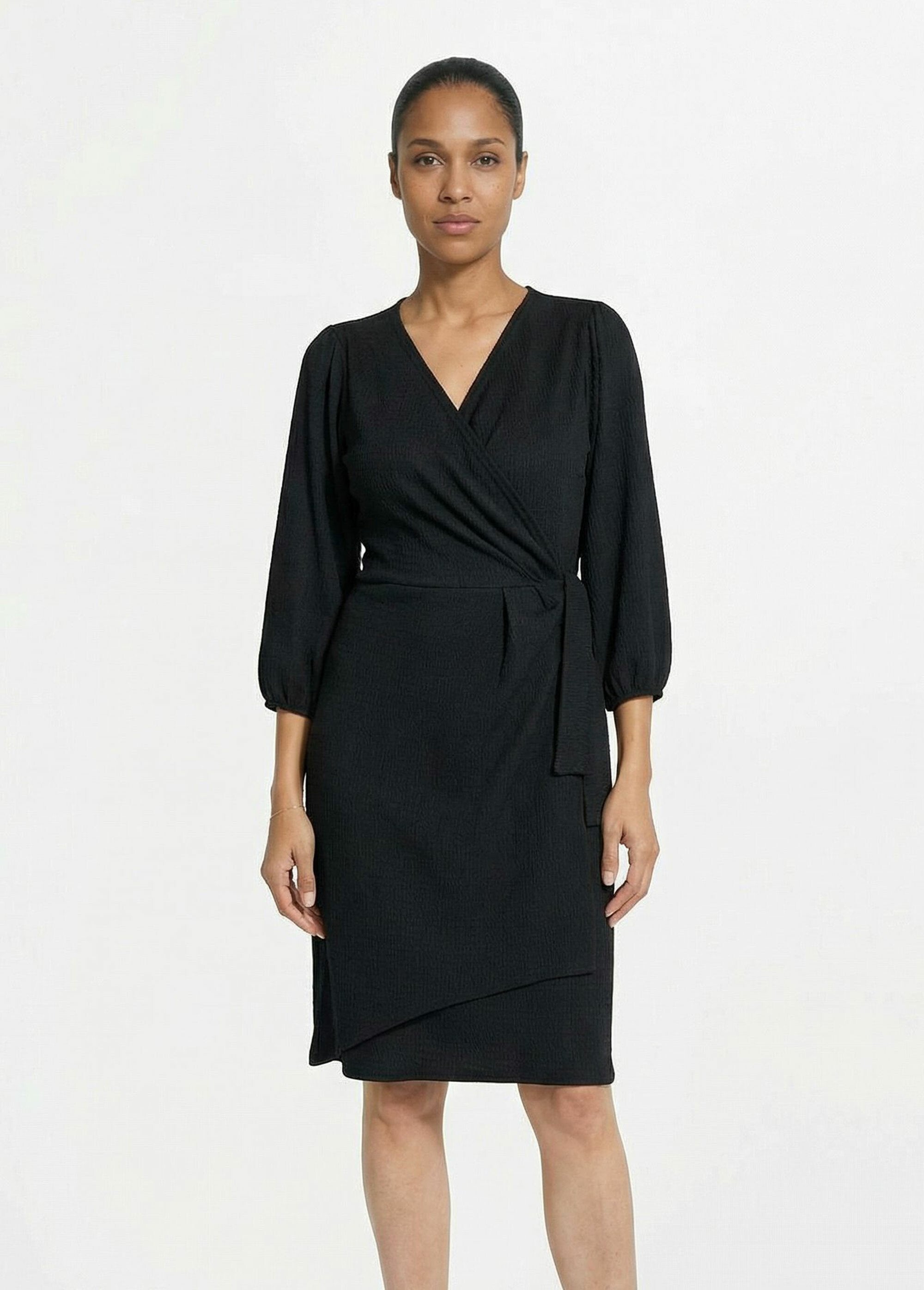 Robe_portefeuille_en_maille_gaufrée_Noir_FA1_slim