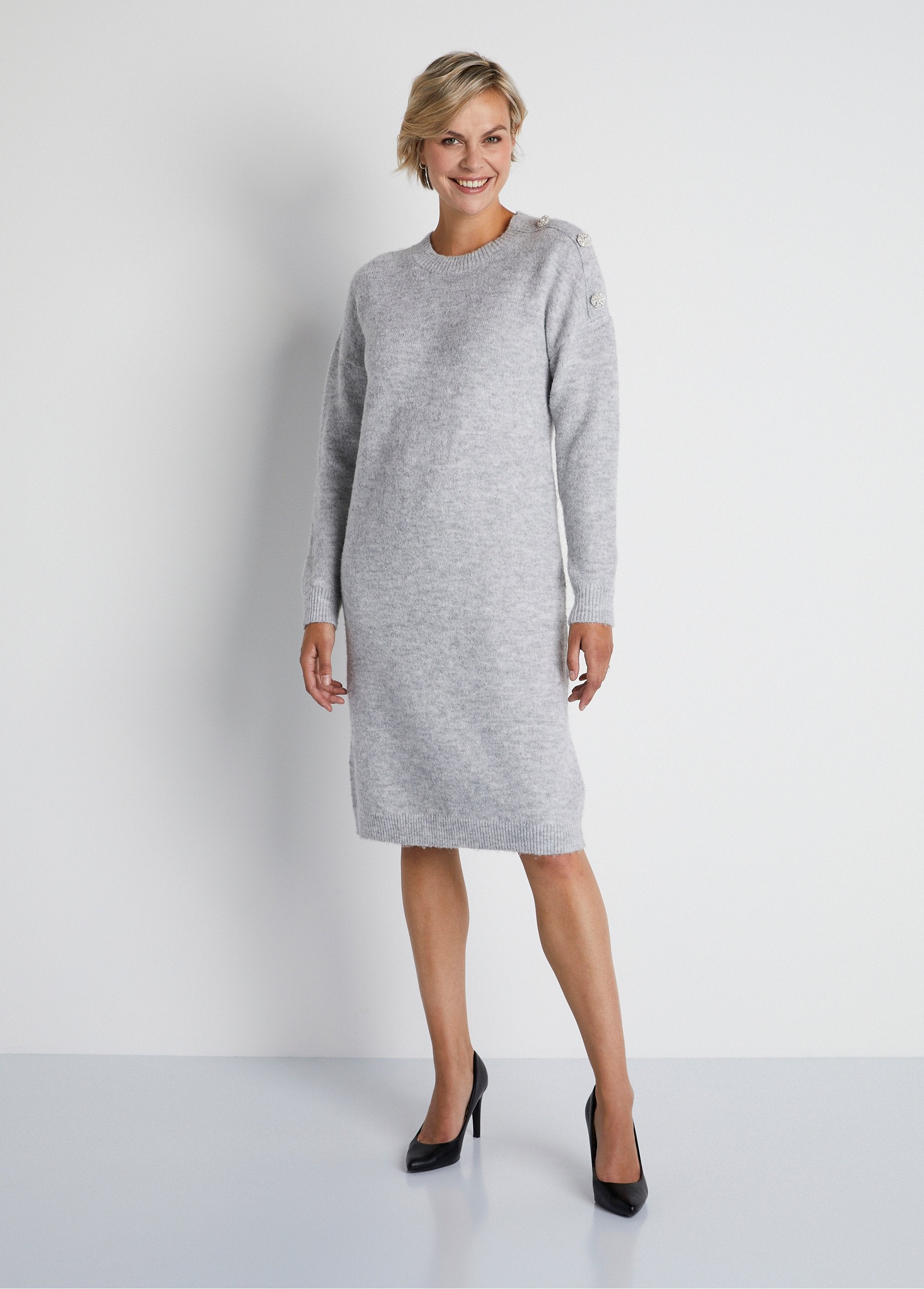 Robe_pull_courte_maille_jersey_chinée_Gris_clair_chine_FA1_slim