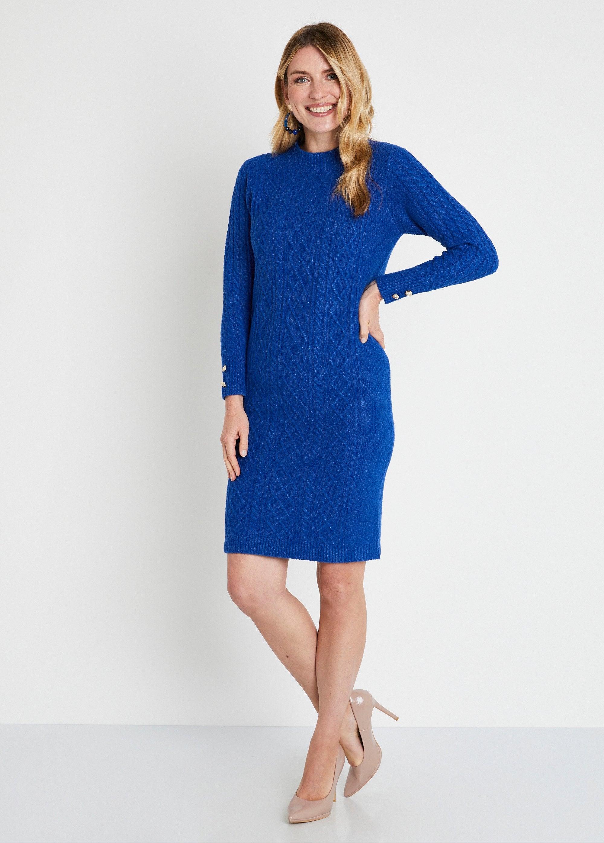 Robe_pull_courte_tricot_uni_col_rond_Bleu_FA1_slim