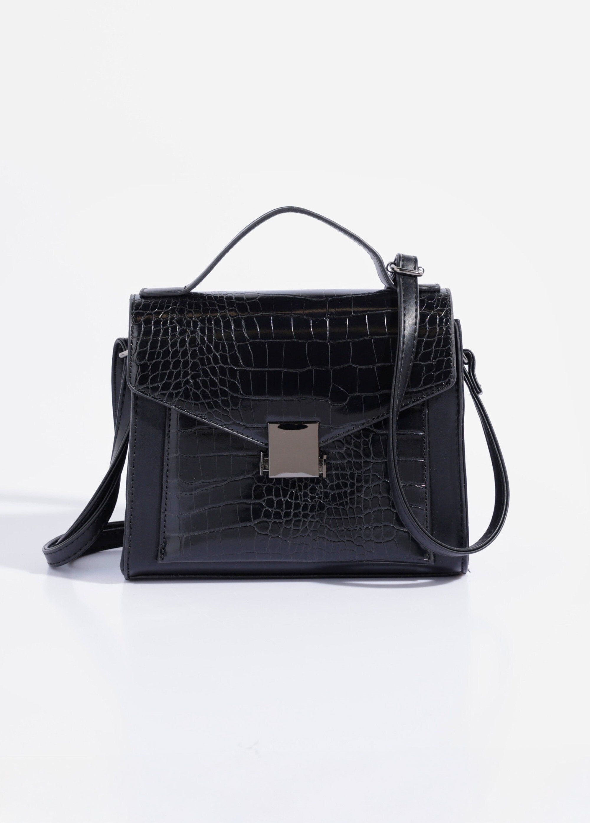 Sac_à_main_aspect_reptile,_poignée_courte_Noir_FA1_slim
