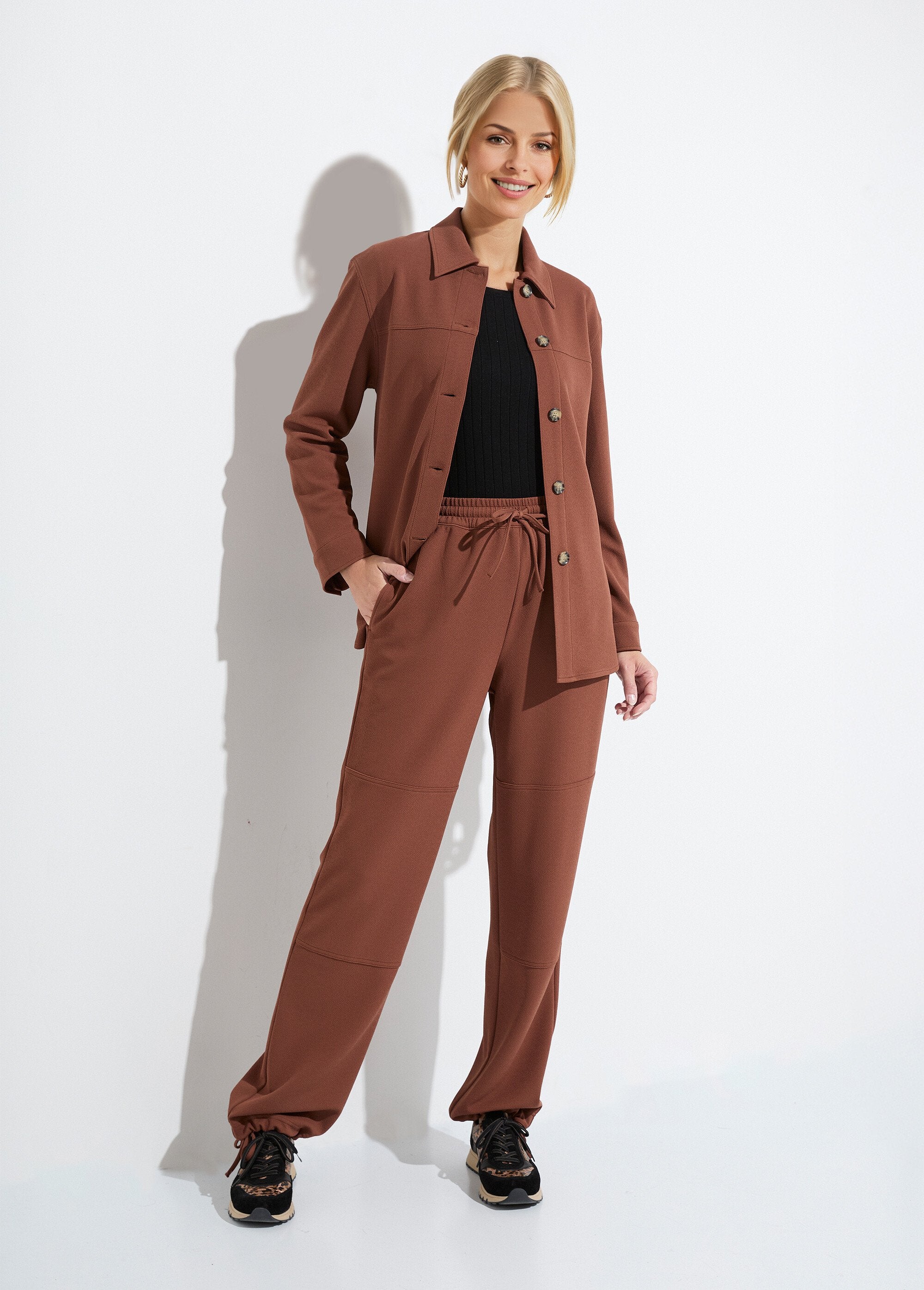 Surchemise_boutonnée_maille_crêpe_unie_Marron_SF1_slim