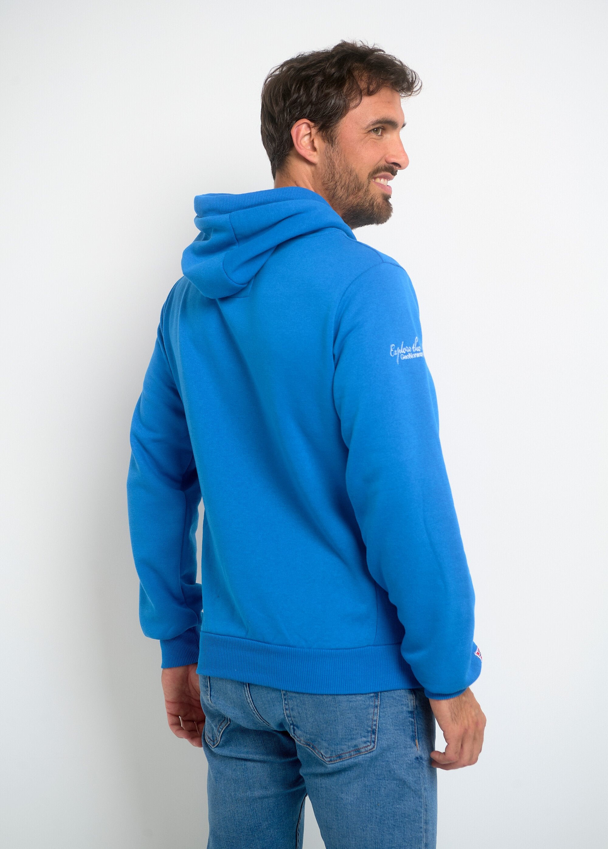 Sweat_à_capuche_demi_zip_manches_longues_Bleu_royal_DO1_slim