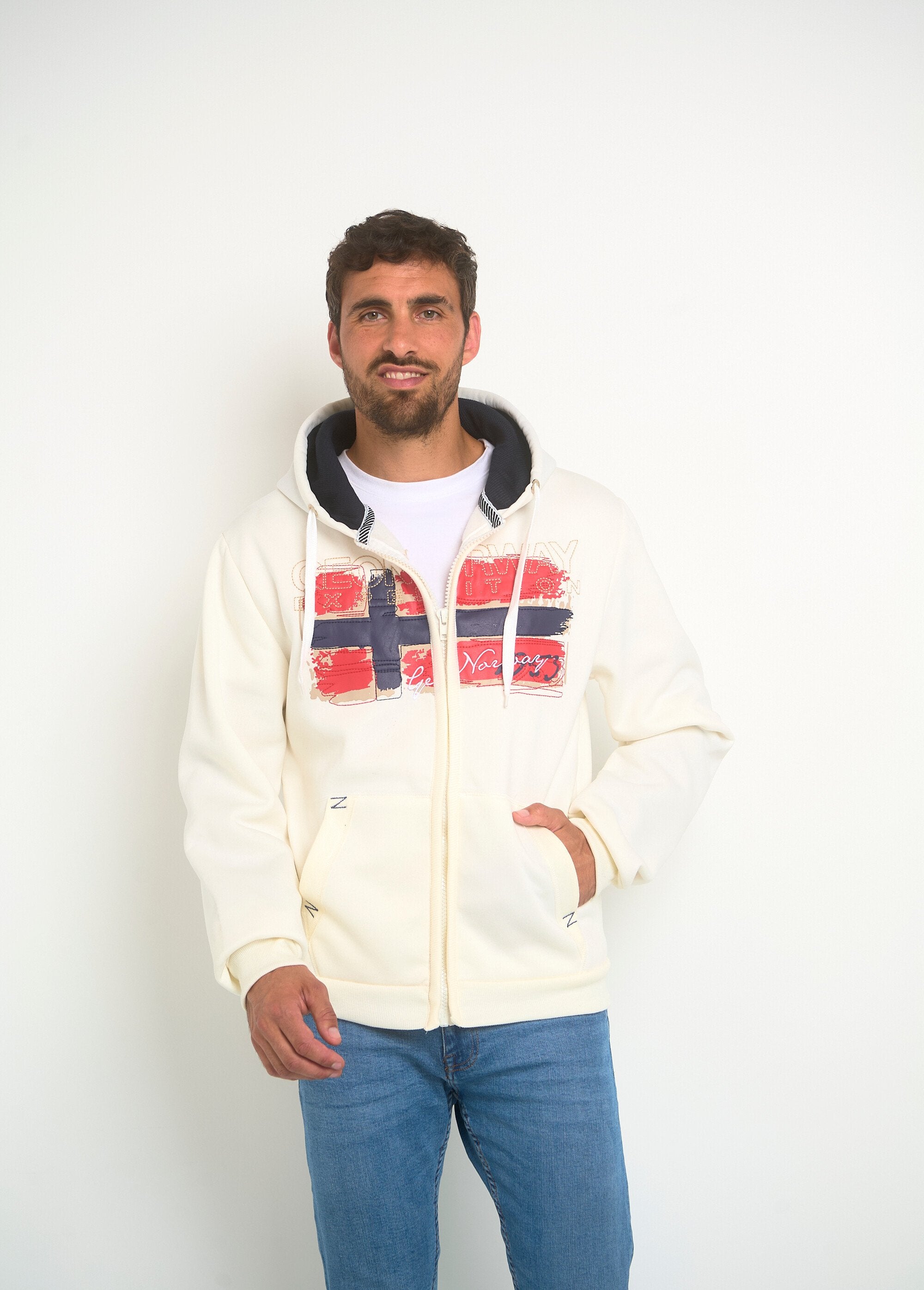 Sweat_à_capuche_zippé_poche_kangourou_Blanc_et_marine_FA1_slim