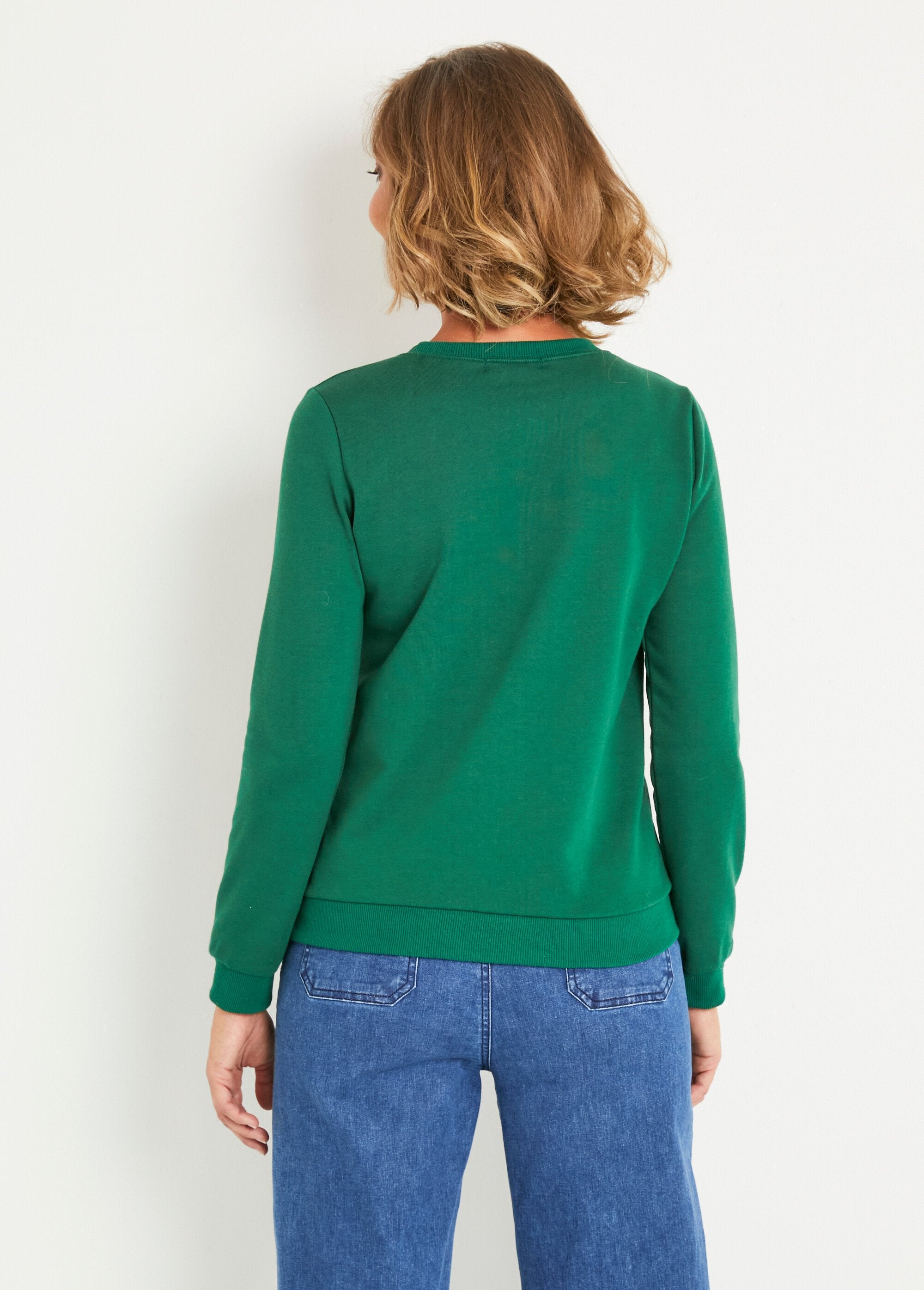 Sweat_brodé_à_message_manches_longues_Vert_DO1_slim