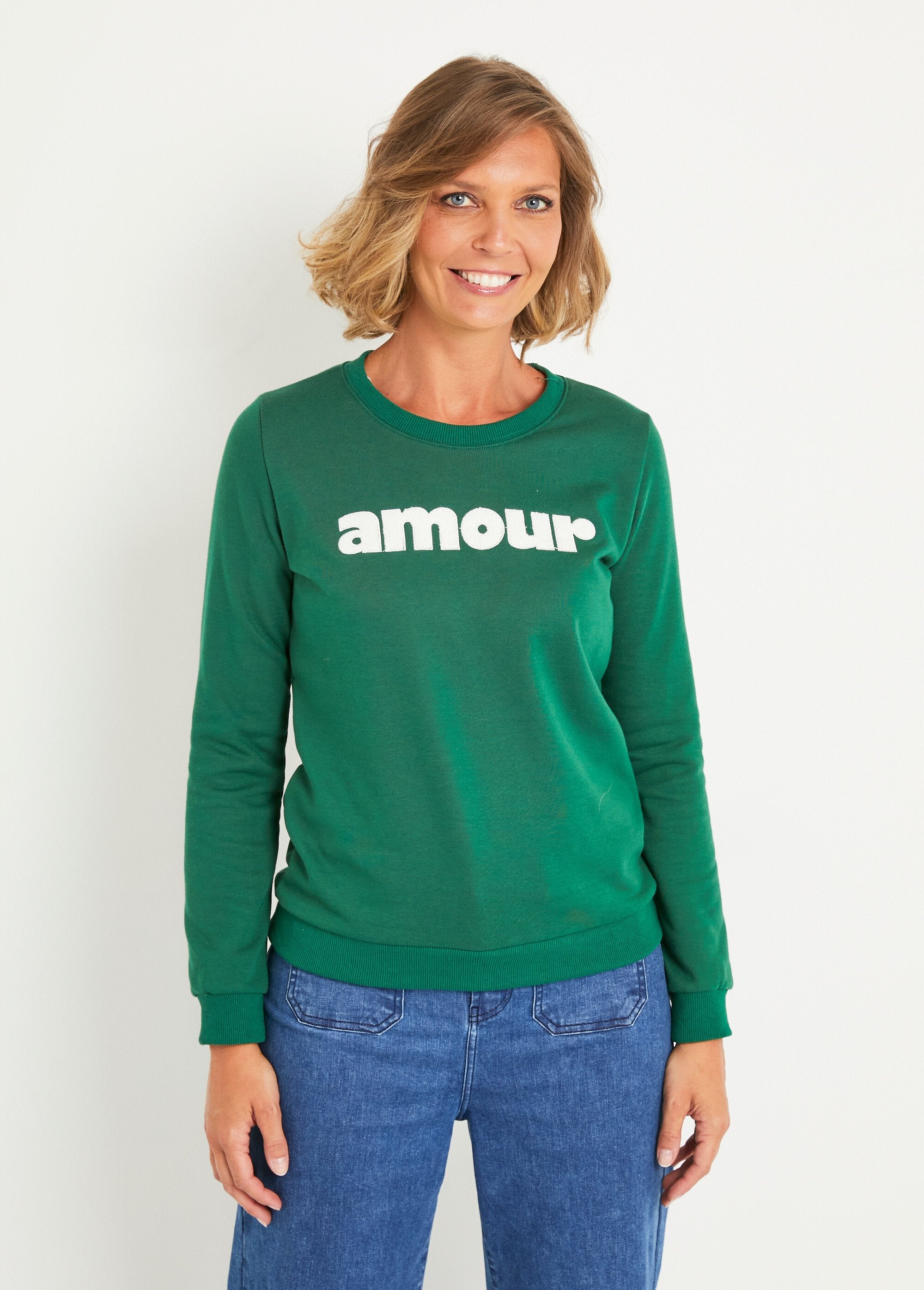 Sweat_brodé_à_message_manches_longues_Vert_FA1_slim