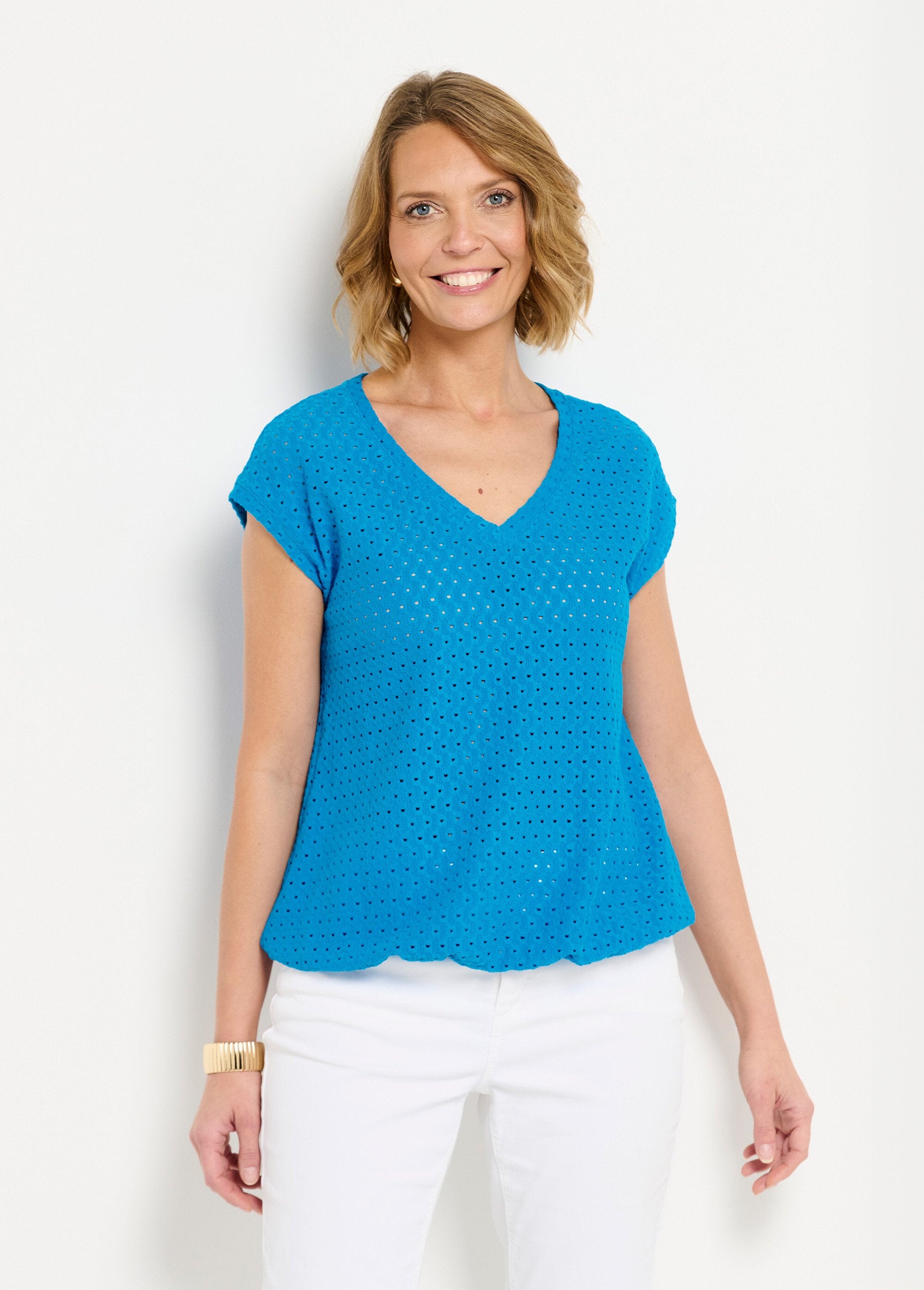T-shirt_ample_blousant_court_uni_col_V_Turquoise_FA1_slim