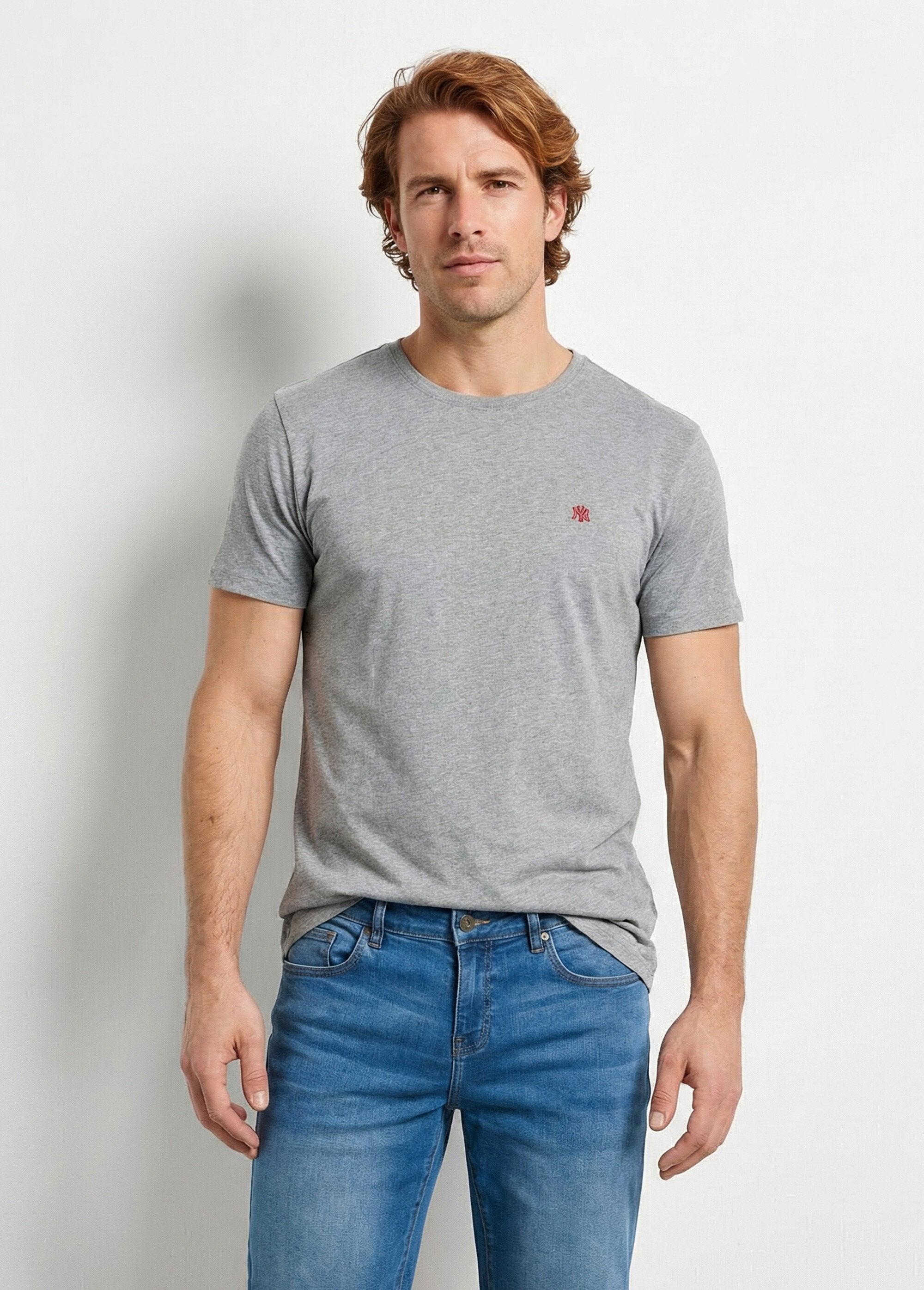 Round-neck_embroidered_short-sleeved_T-shirt_Heather_gray_FA1_slim