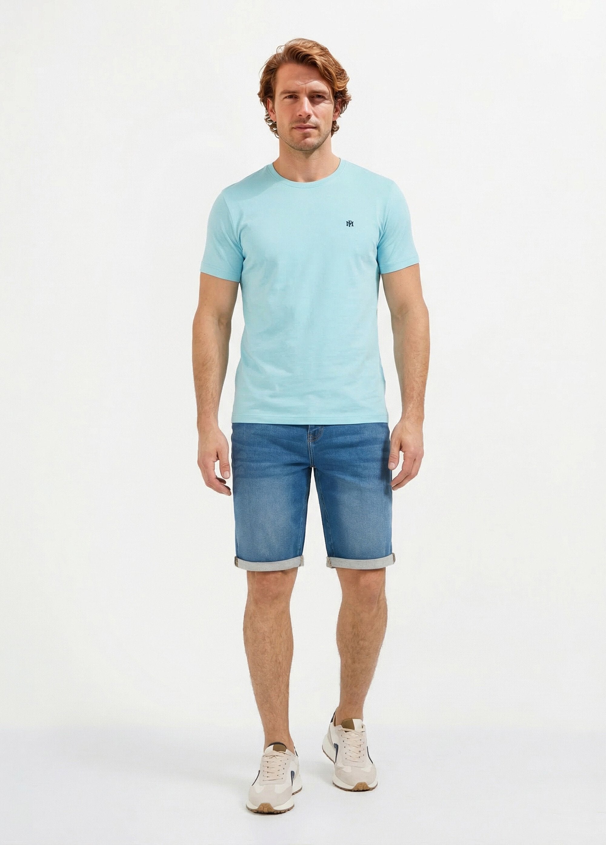 T-shirt_col_rond_brodé_manches_courtes_Bleu_ciel_SF1_slim