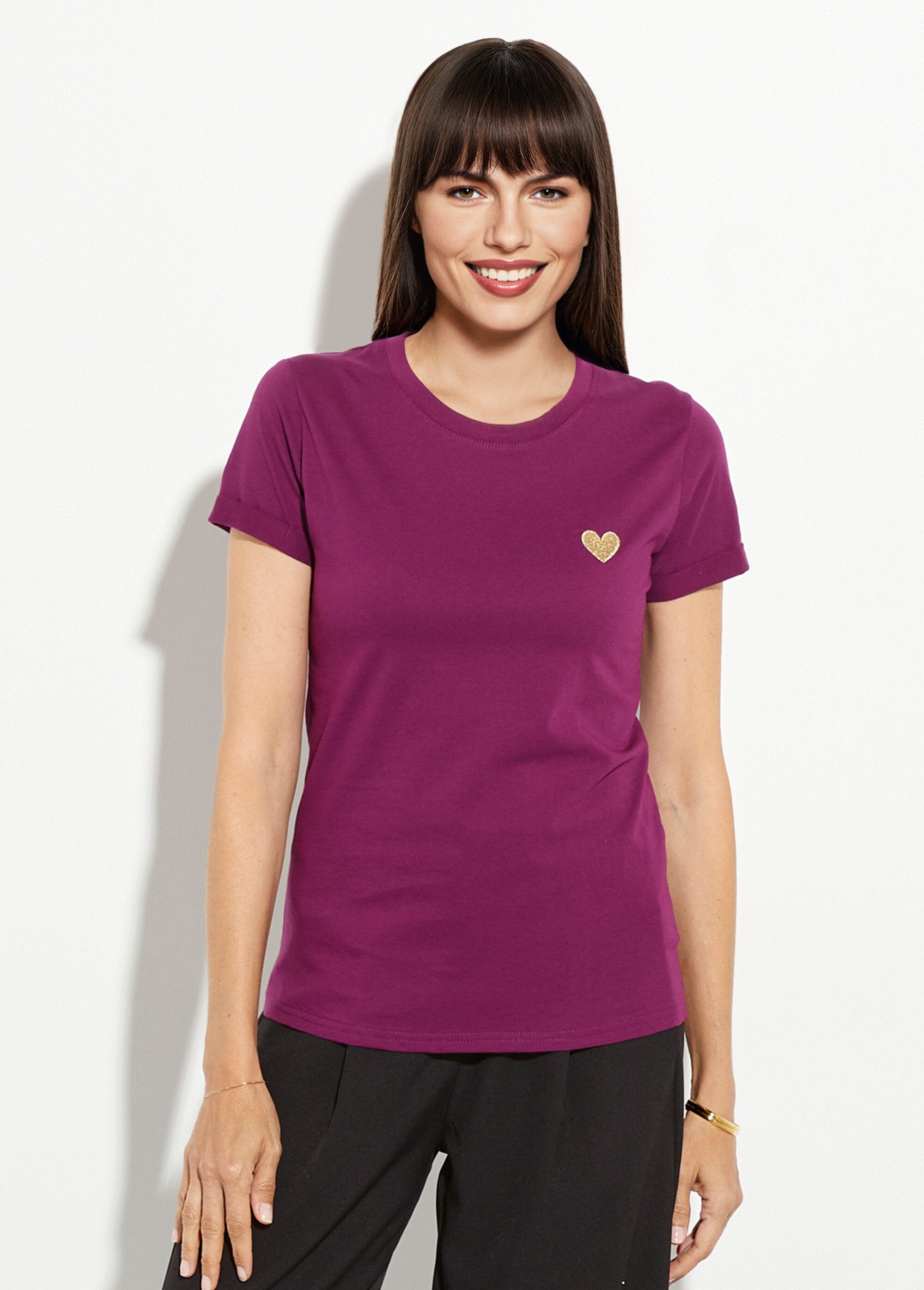 T-shirt_col_rond_broderie_coeur_poitrine_Violet_FA1_slim