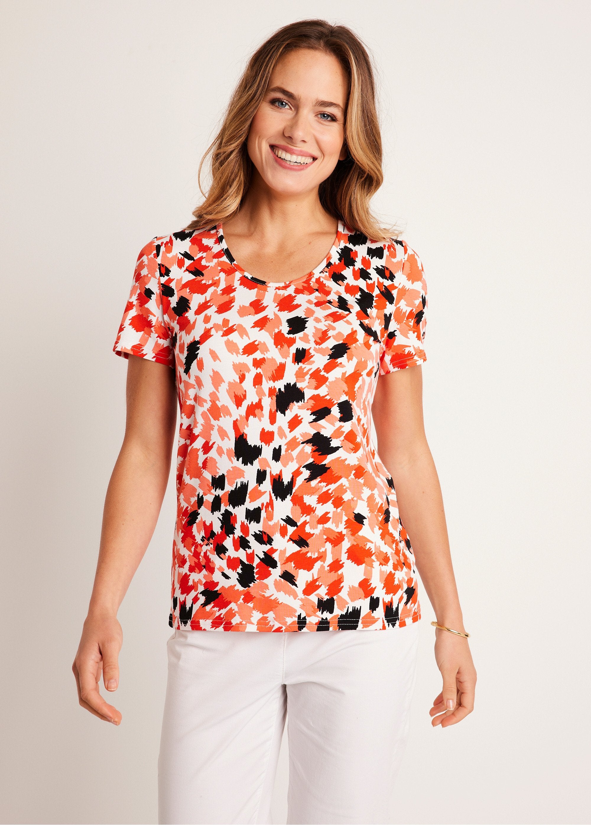 T-shirt_court_imprimé_manches_courtes_Corail_FA1_slim