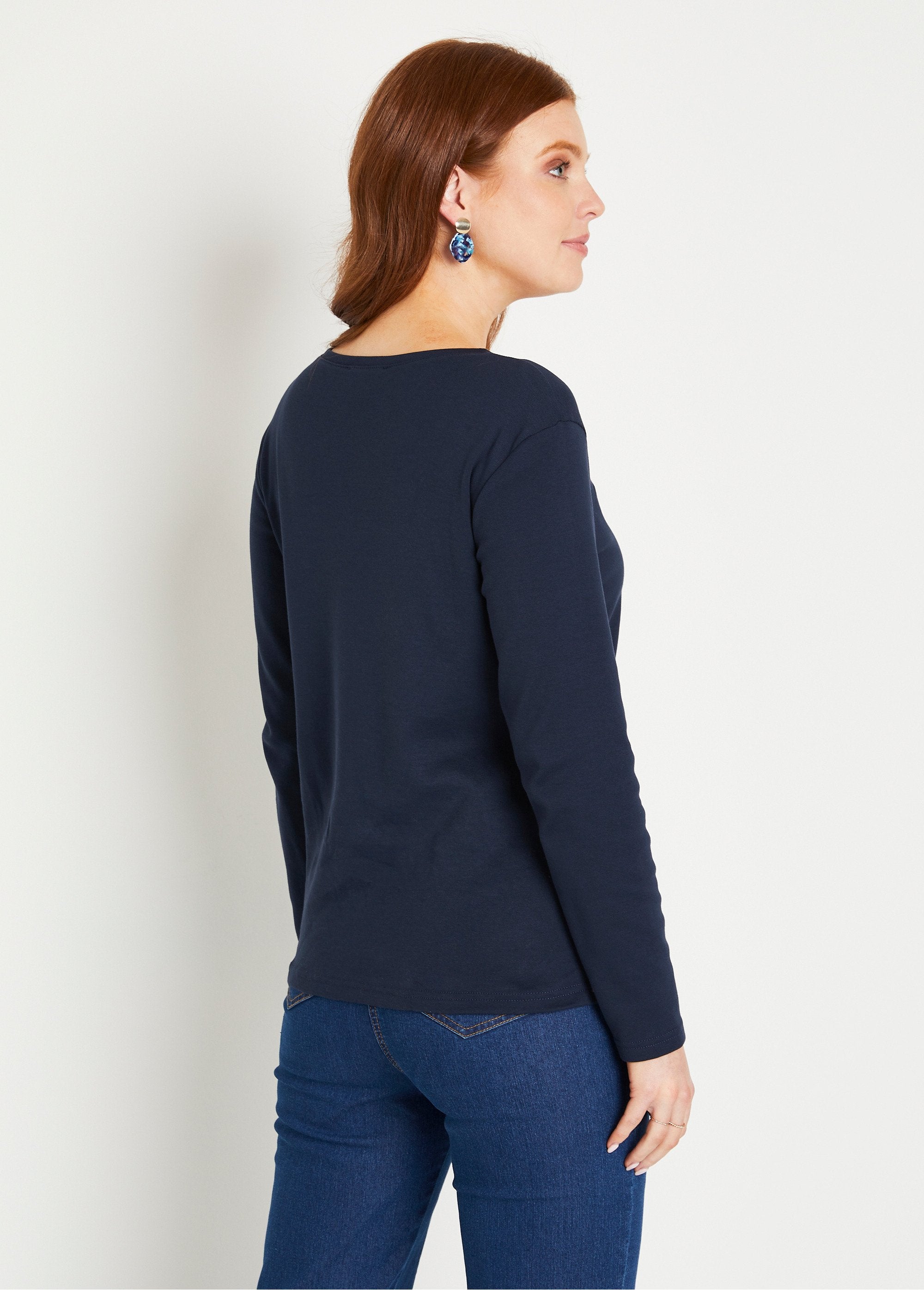 Geborduurd_fleece_kort_T-shirt_met_ronde_hals_Marine_DO1_slim