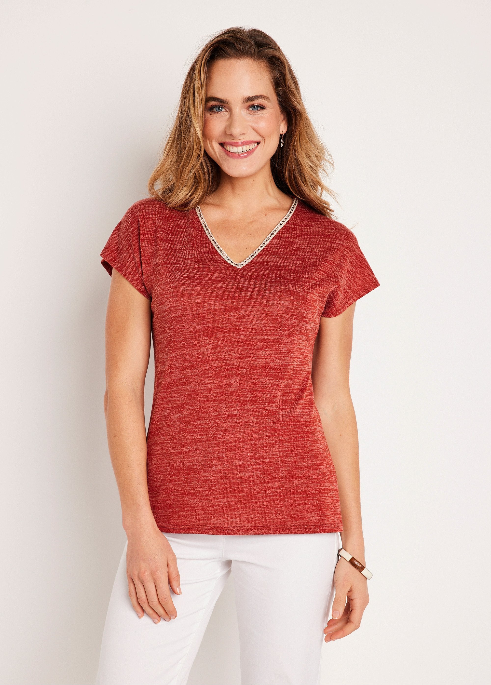 T-shirt_court_uni_effet_lin_Paprika_FA1_slim