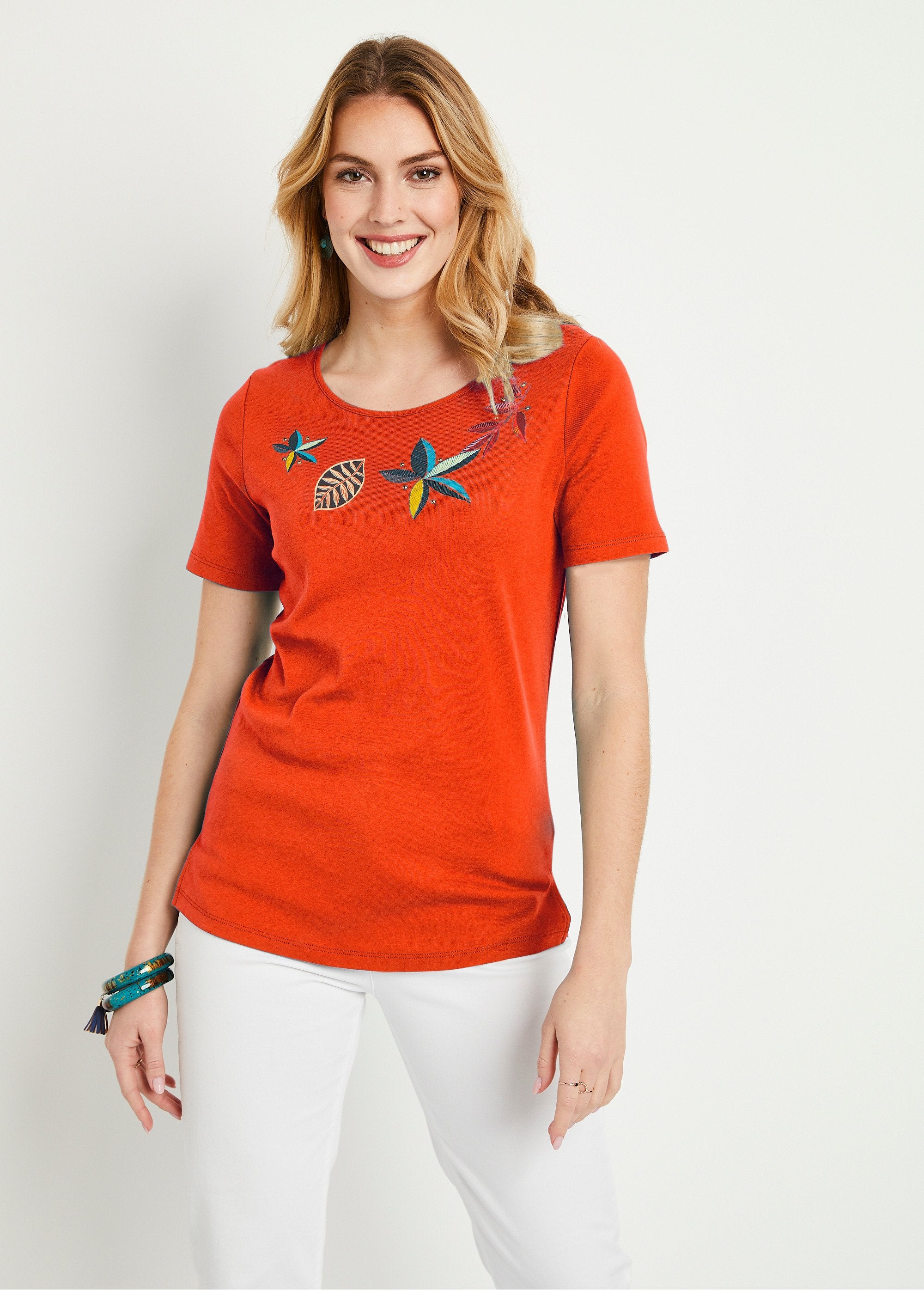 T-shirt_droit_long_manches_courtes_Orange_FA1_slim