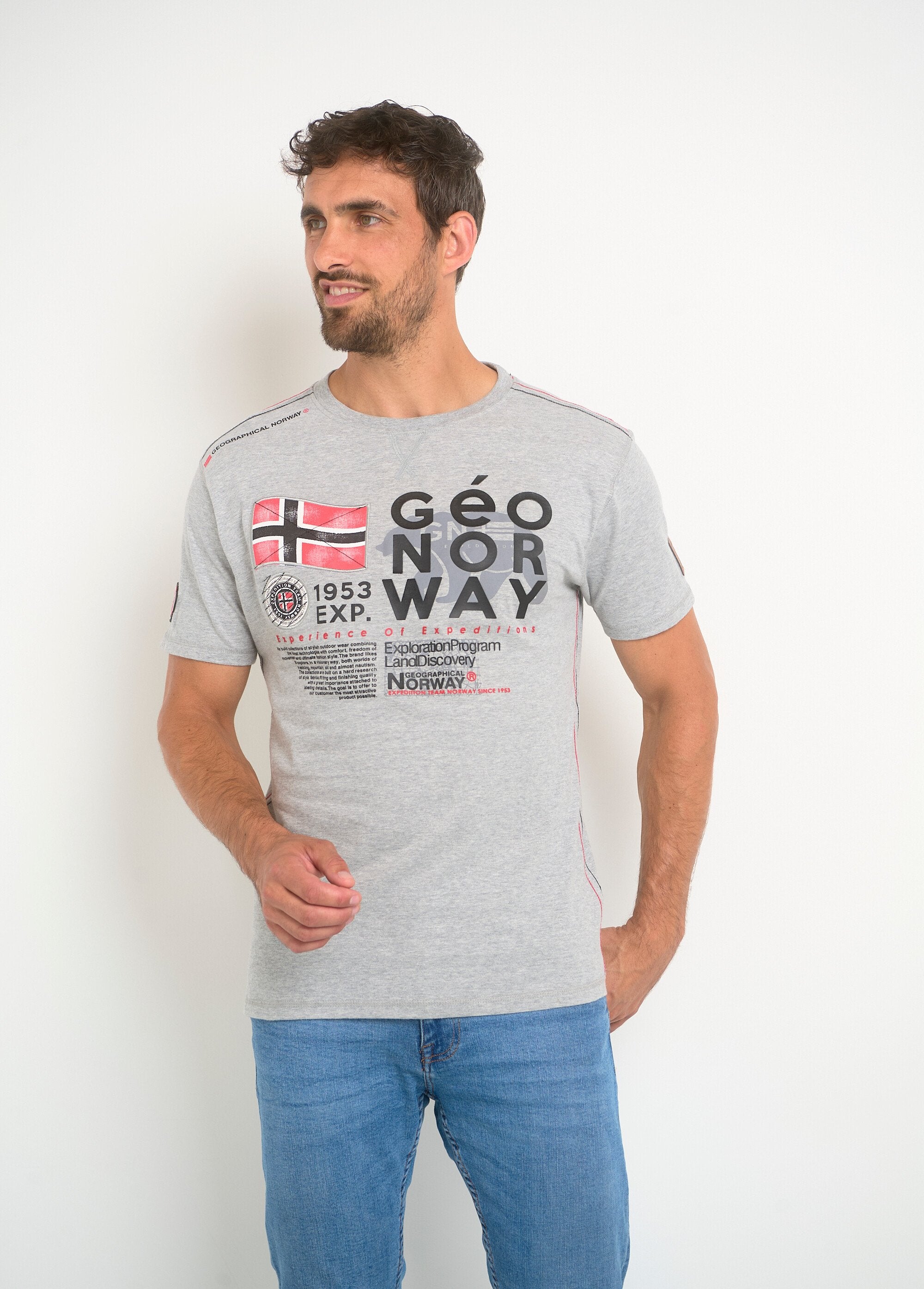 T-shirt_homme_col_rond_et_inscriptions_Gris_FA1_slim