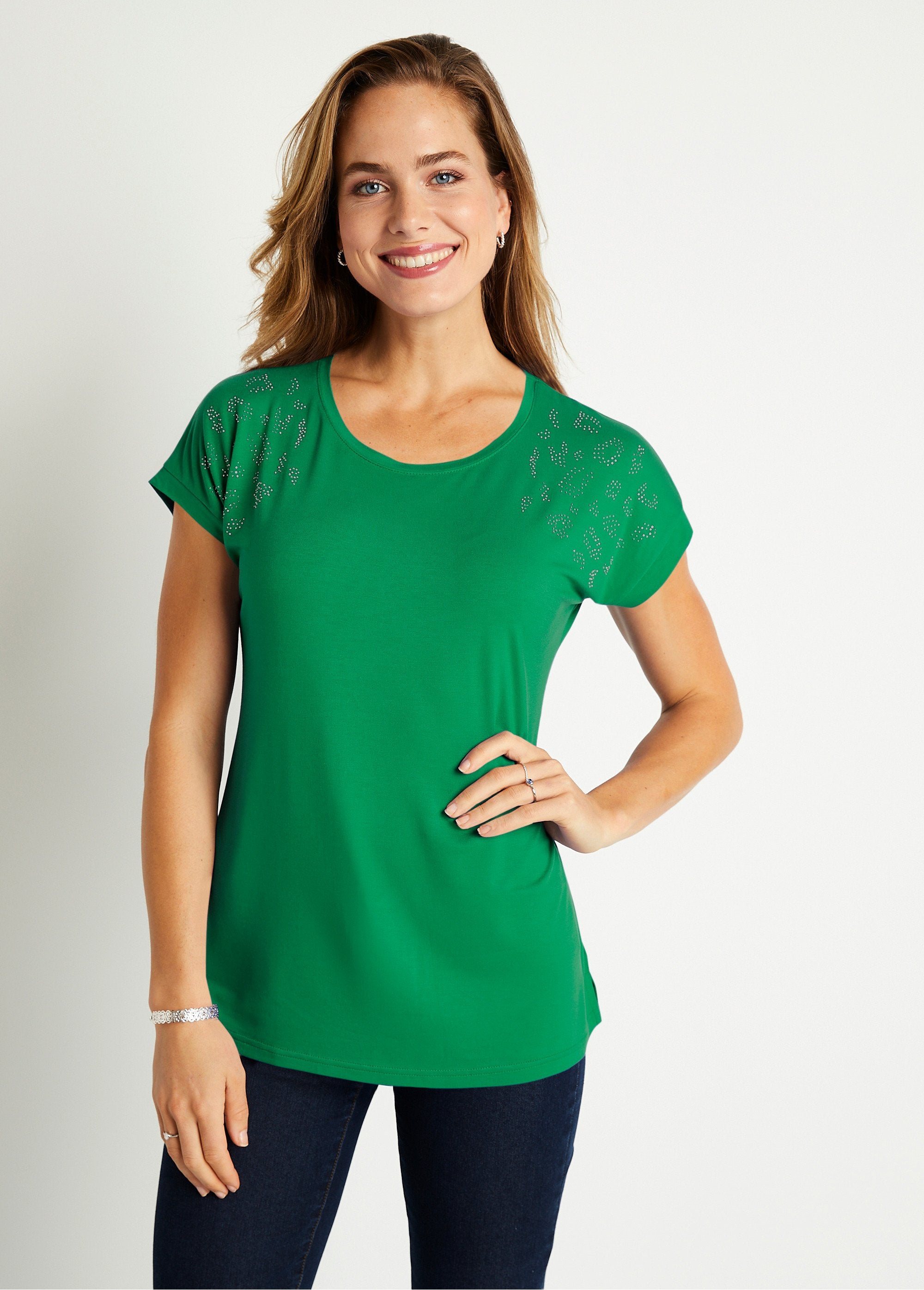 T-shirt_long_manches_courtes_uni_Vert_FA1_slim