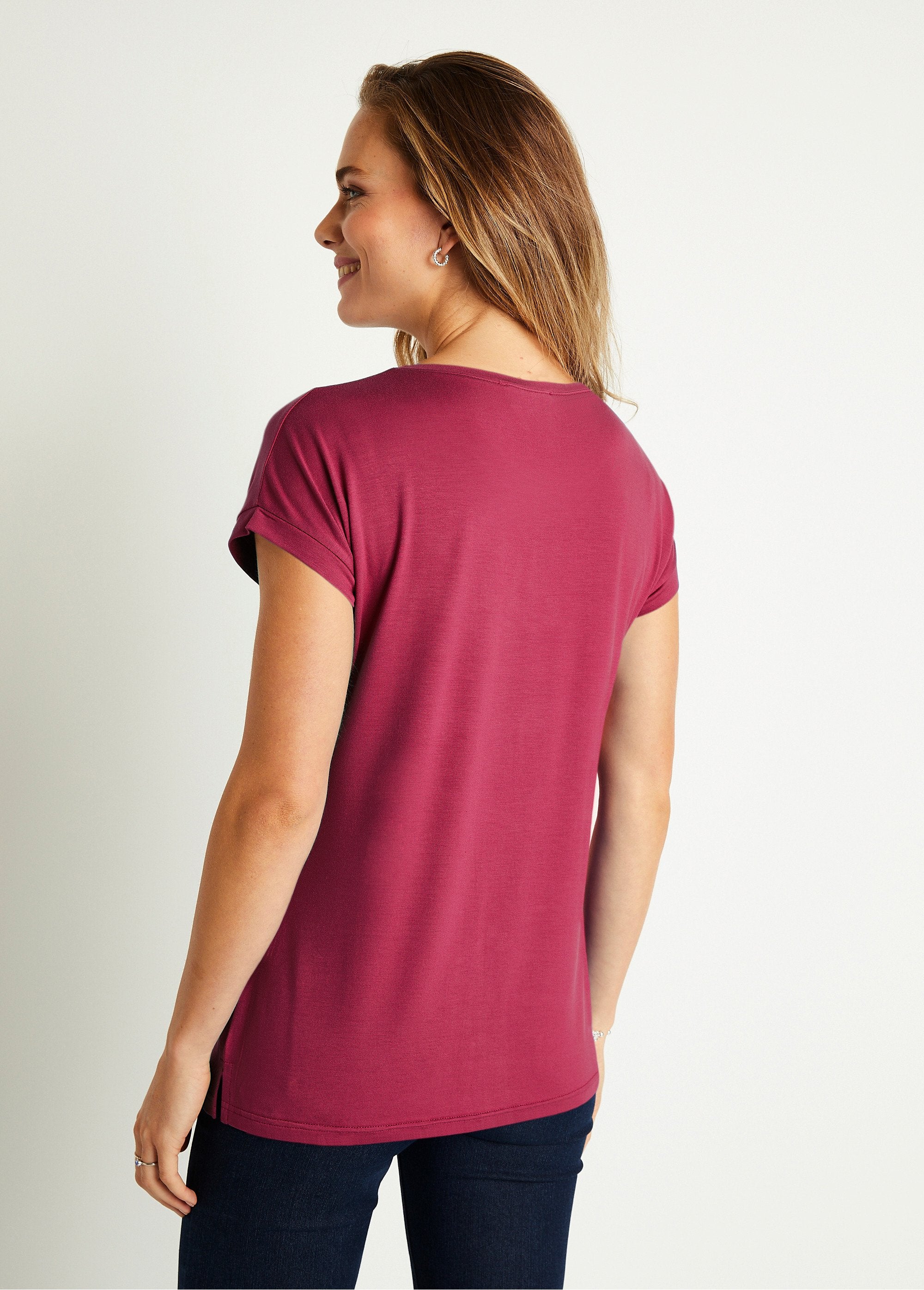 T-shirt_long_manches_courtes_uni_Fuchsia_DO1_slim