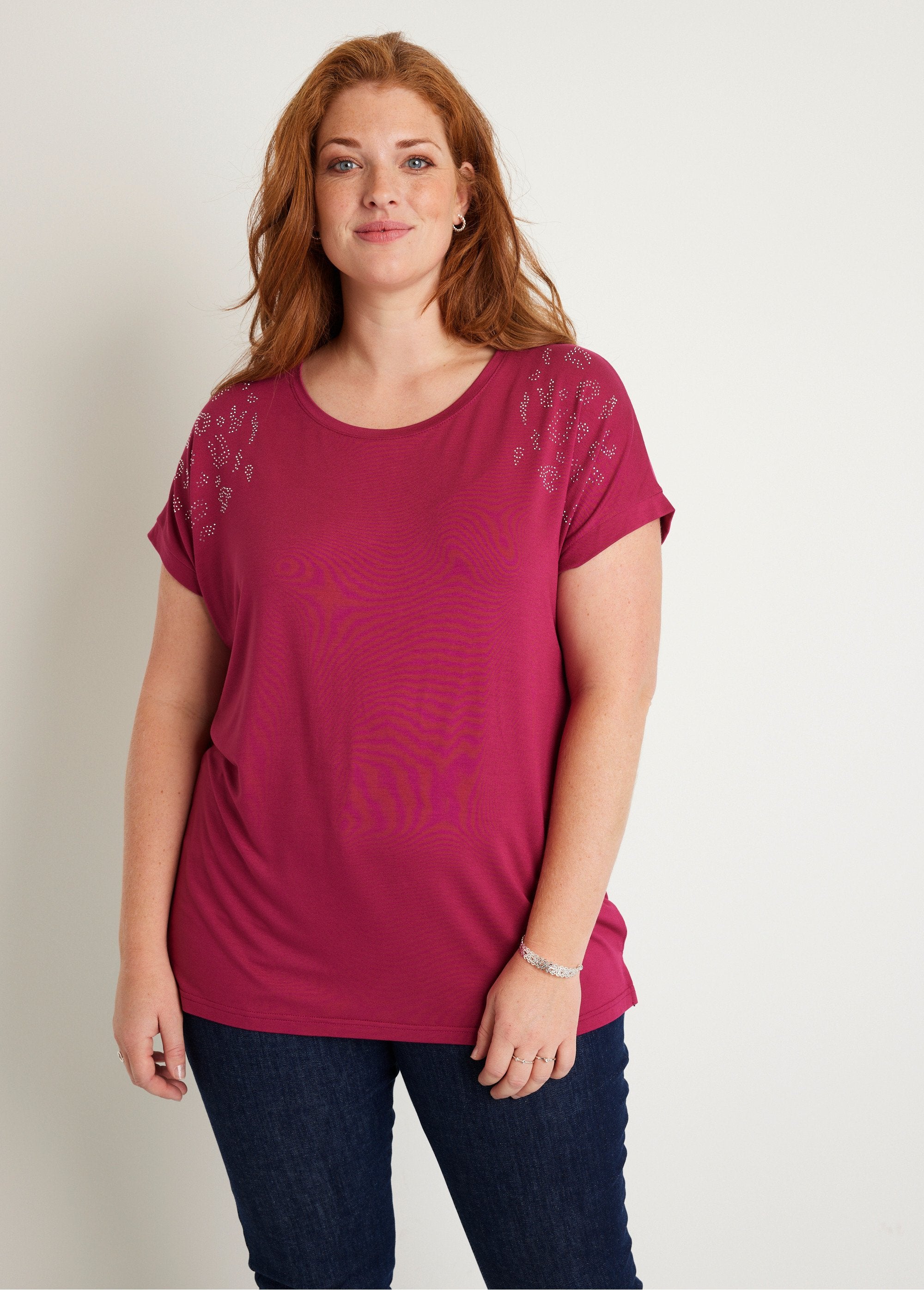 T-shirt_long_manches_courtes_uni_Fuchsia_FA1_curvy