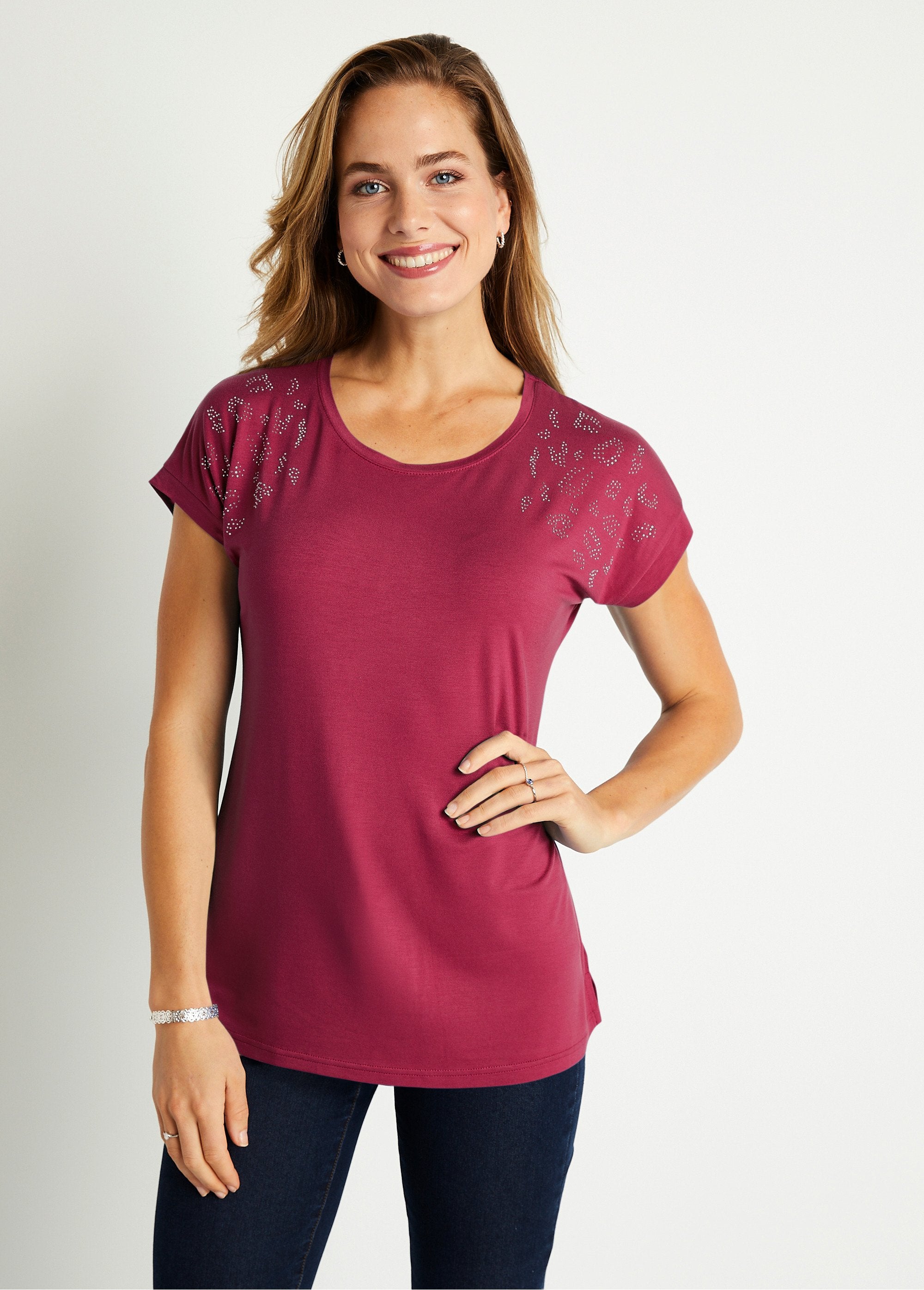 T-shirt_long_manches_courtes_uni_Fuchsia_FA1_slim