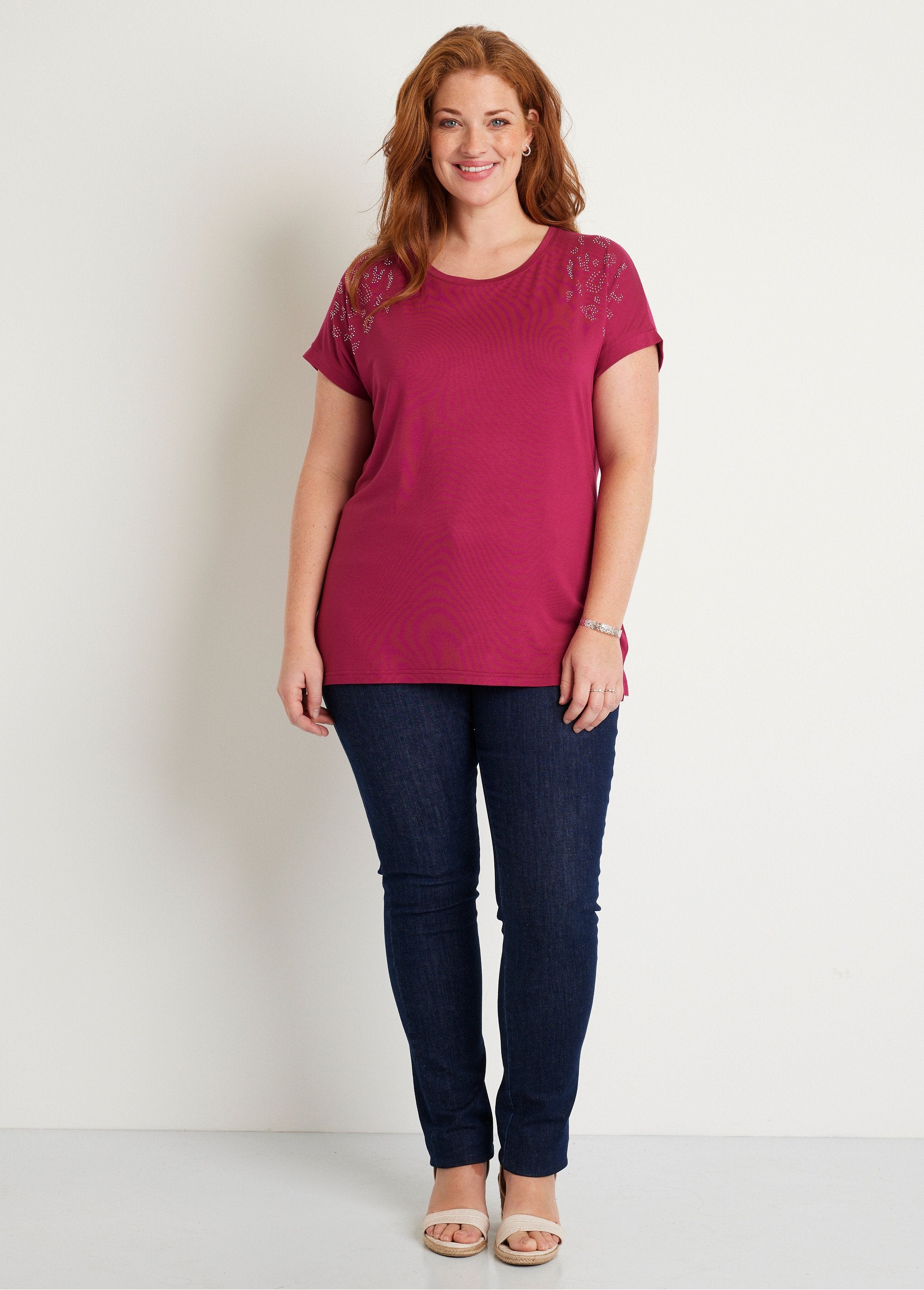 T-shirt_long_manches_courtes_uni_Fuchsia_SF1_curvy