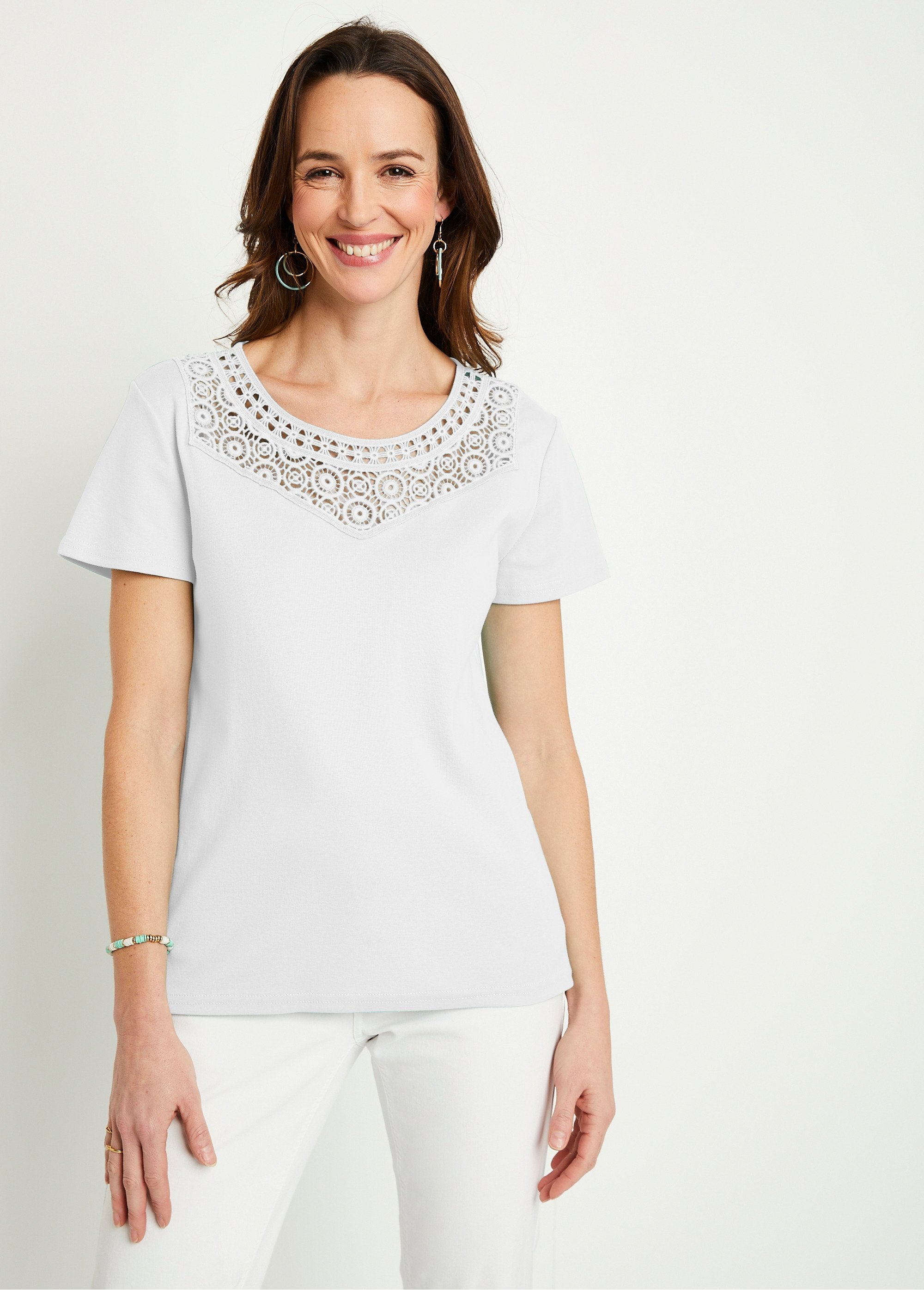 T-shirt_macramé_coton_uni_manches_courtes_Blanc_FA1_slim