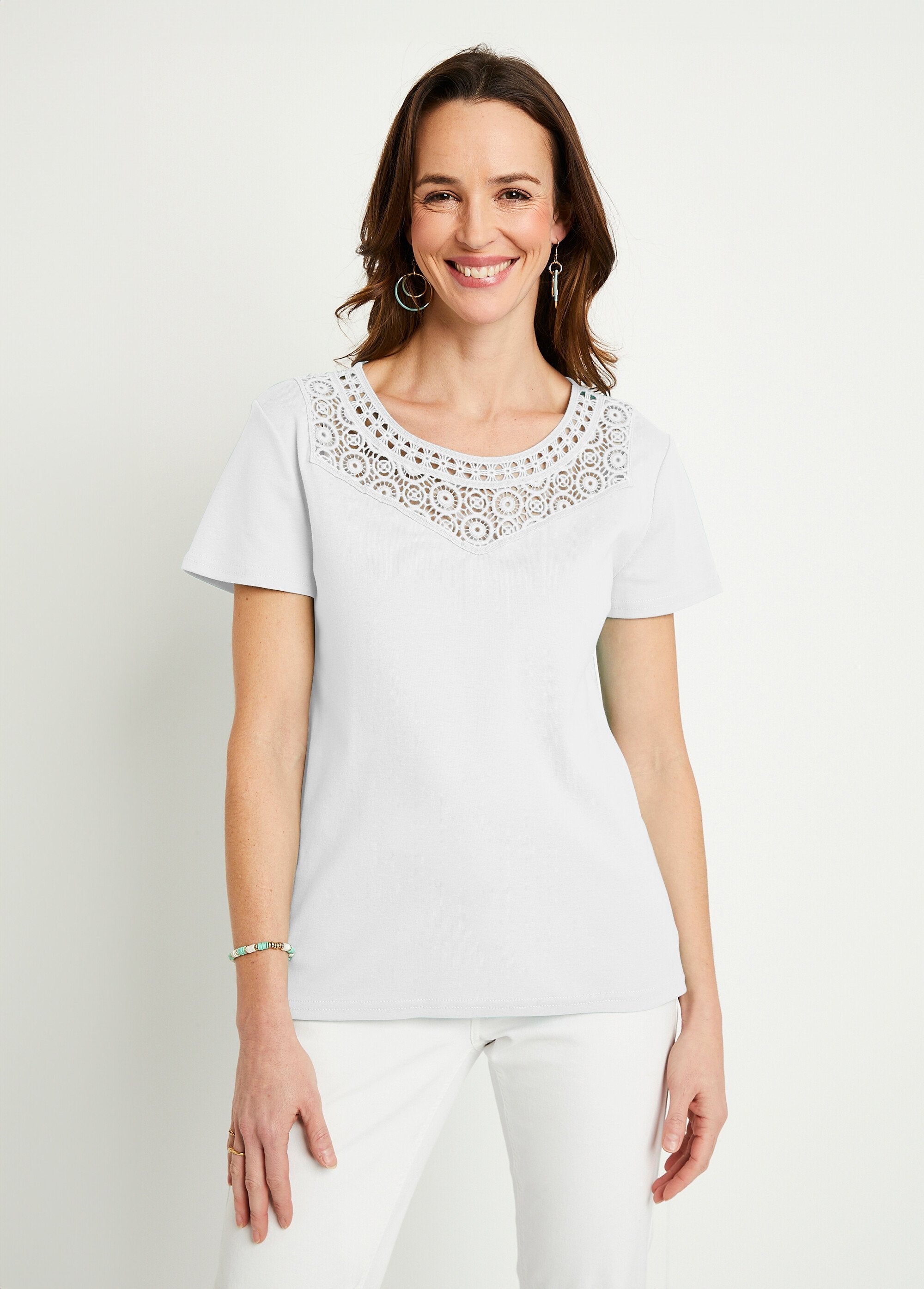 T-shirt_macramé_coton_uni_manches_courtes_Blanc_FA1_slim