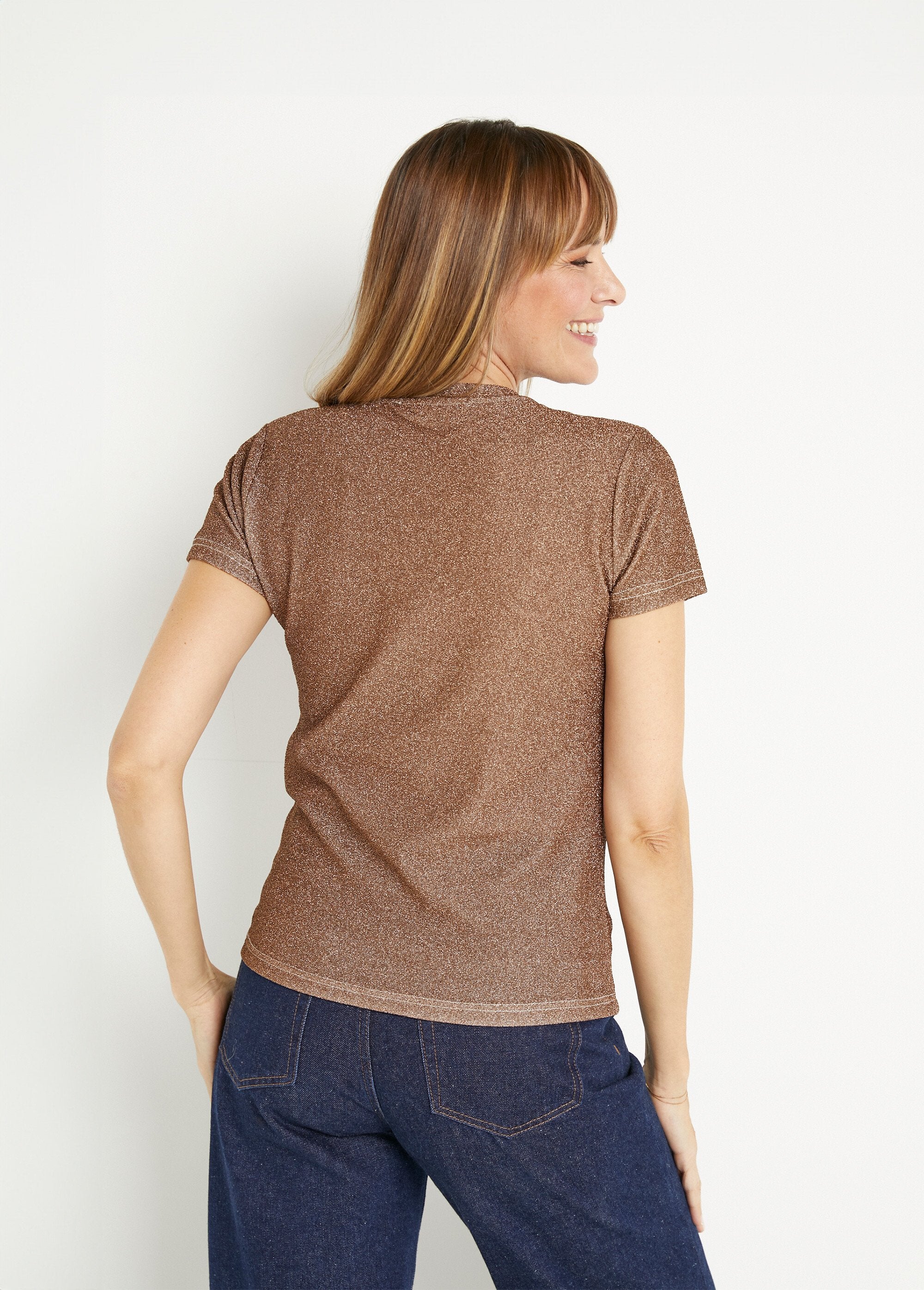 T-shirt_maille_pailletée_manches_courtes_Dore_DO1_slim