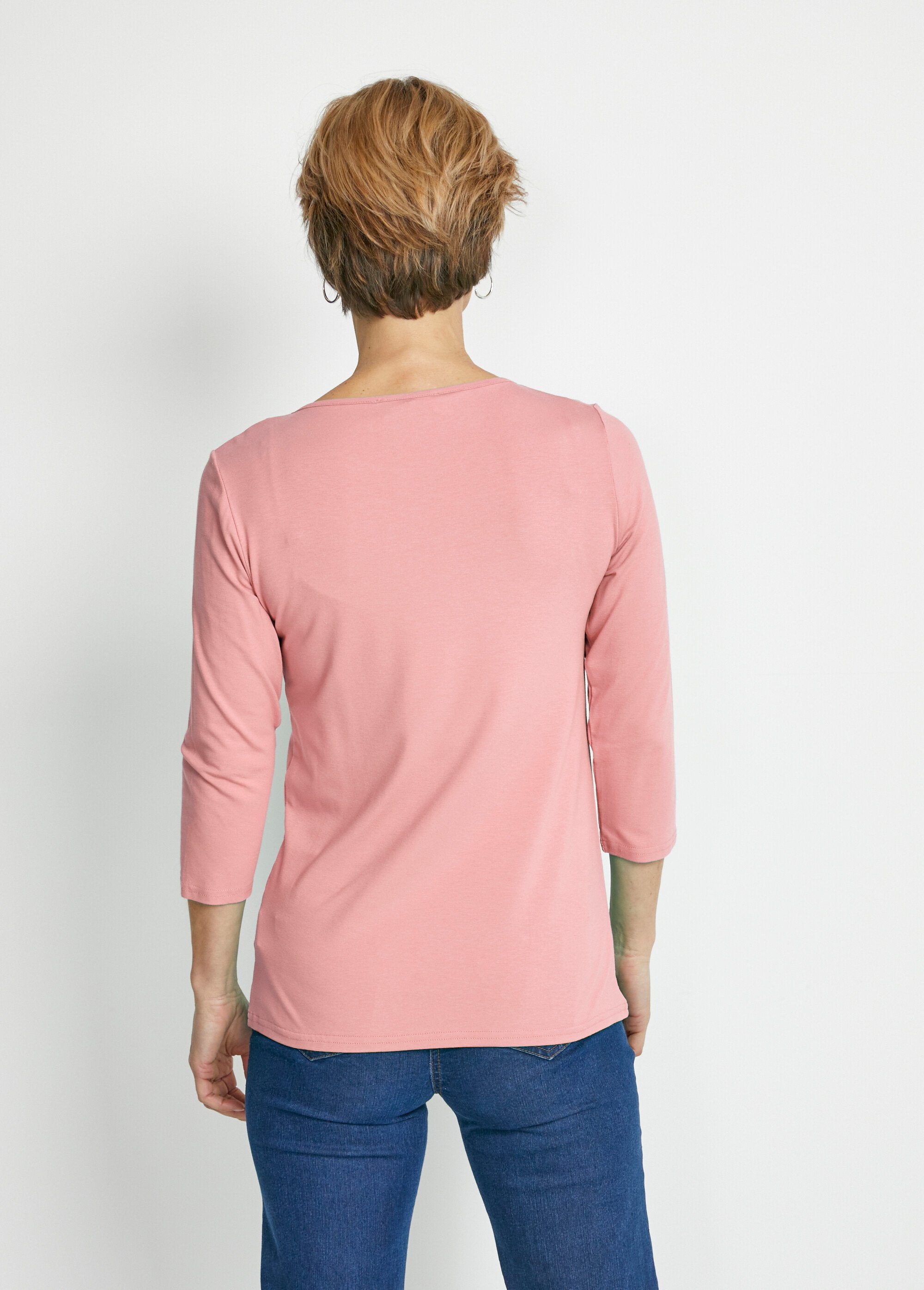 Camiseta_extravagante_manga_3/4_com_tachas_ROSA_DO1_slim