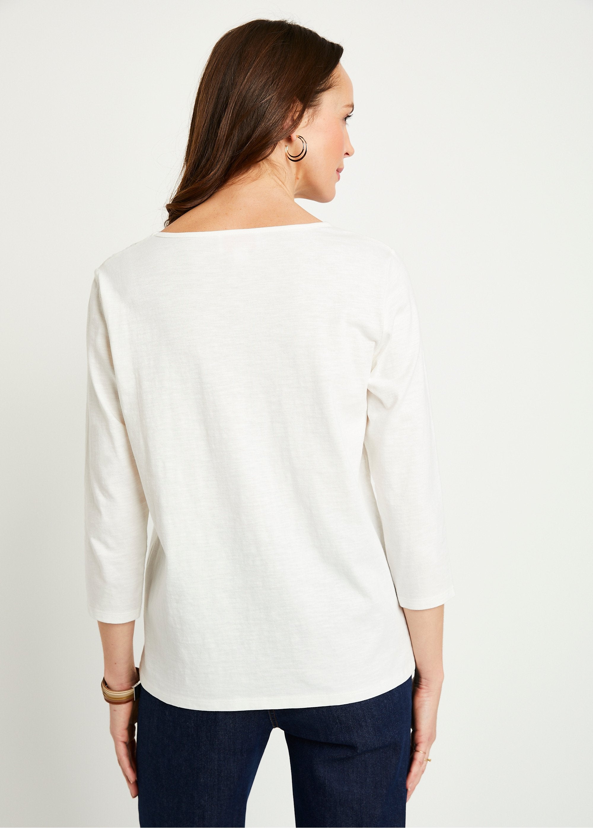 T-shirt_coton_et_dentelle_manches_3/4_Blanc_DO1_slim