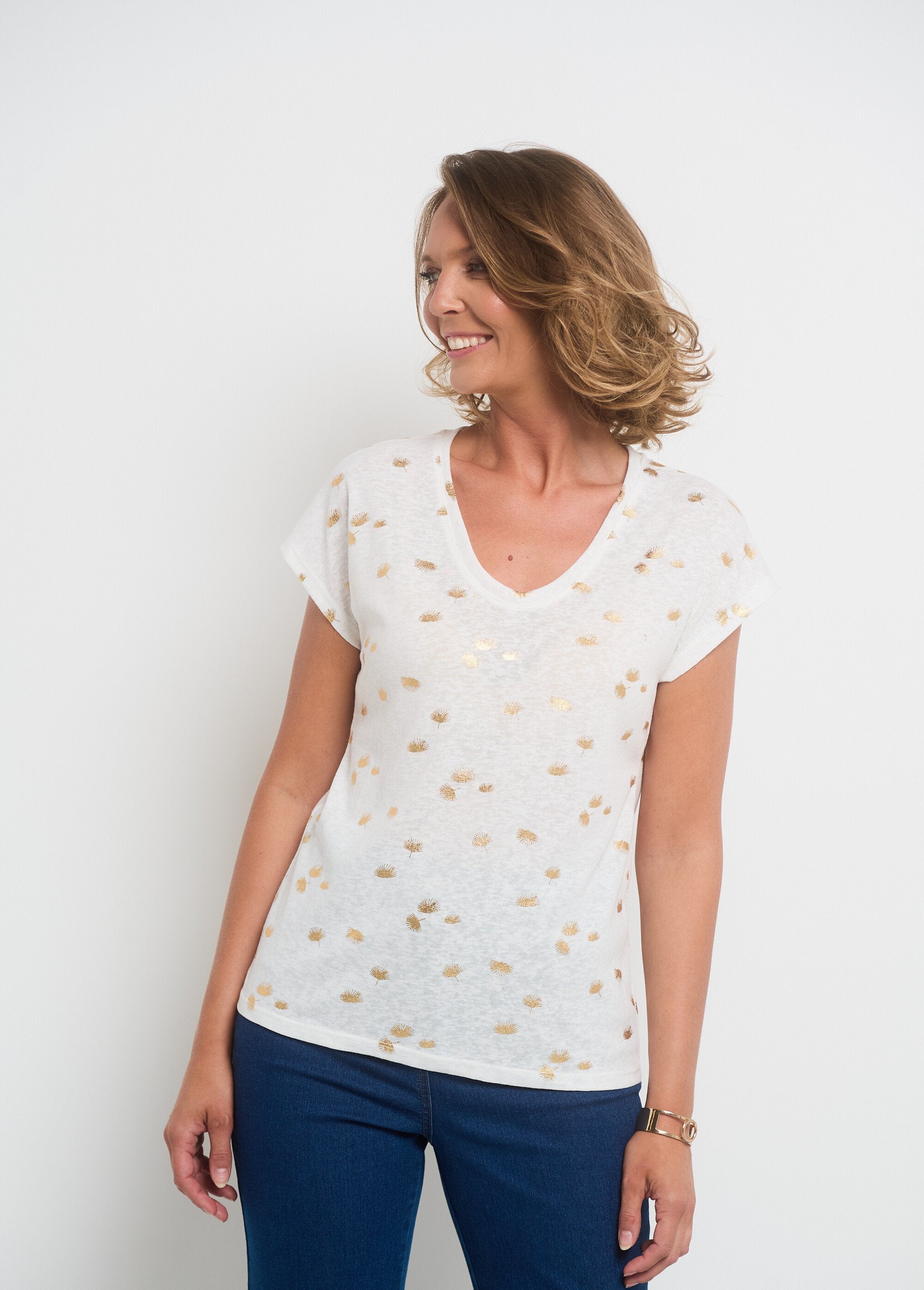 T-shirt_manches_courtes_motifs_dorés_Ecru_FA2_slim