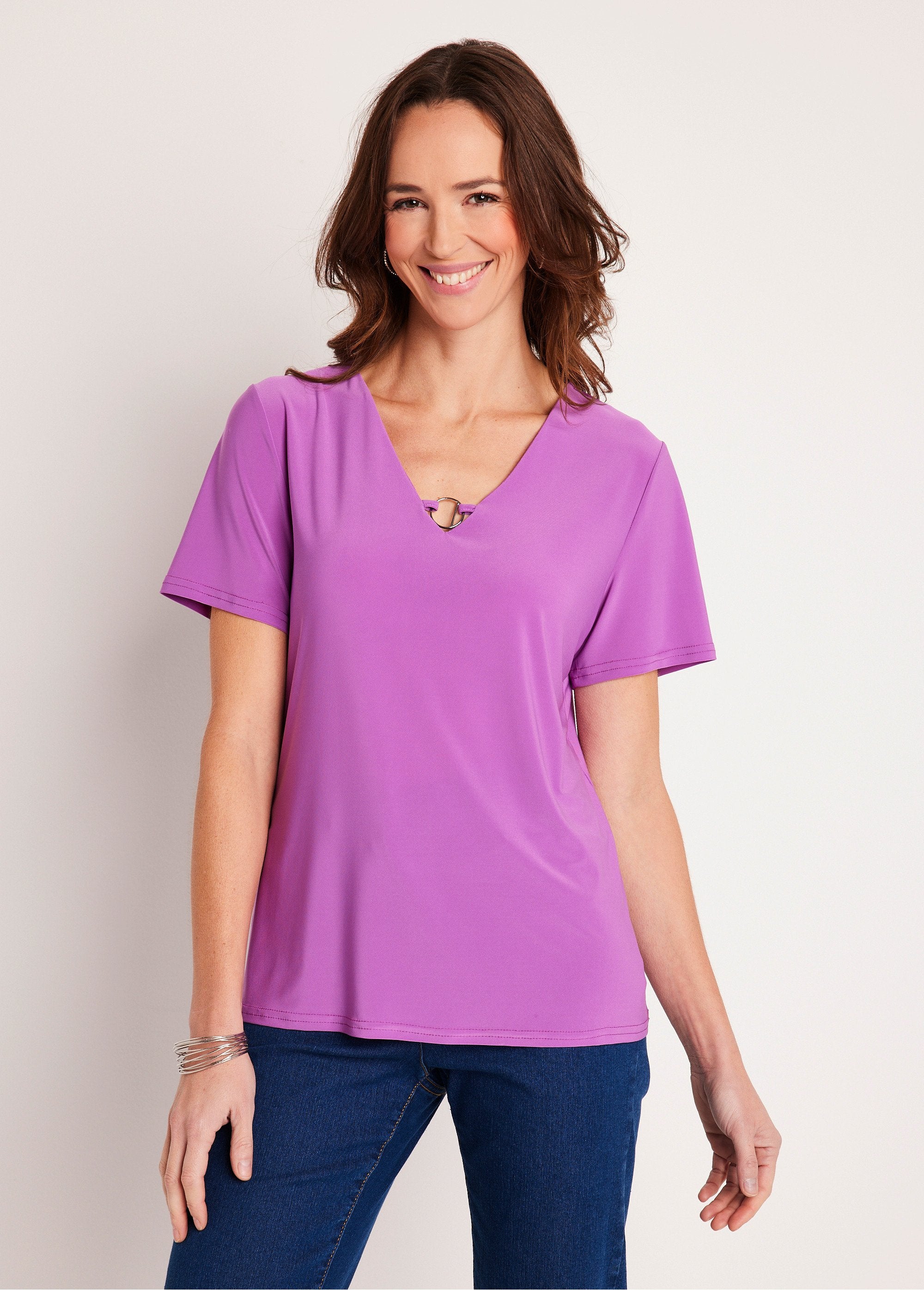 T-shirt_manches_courtes_uni_ou_imprimé_Uni_violet_FA1_slim