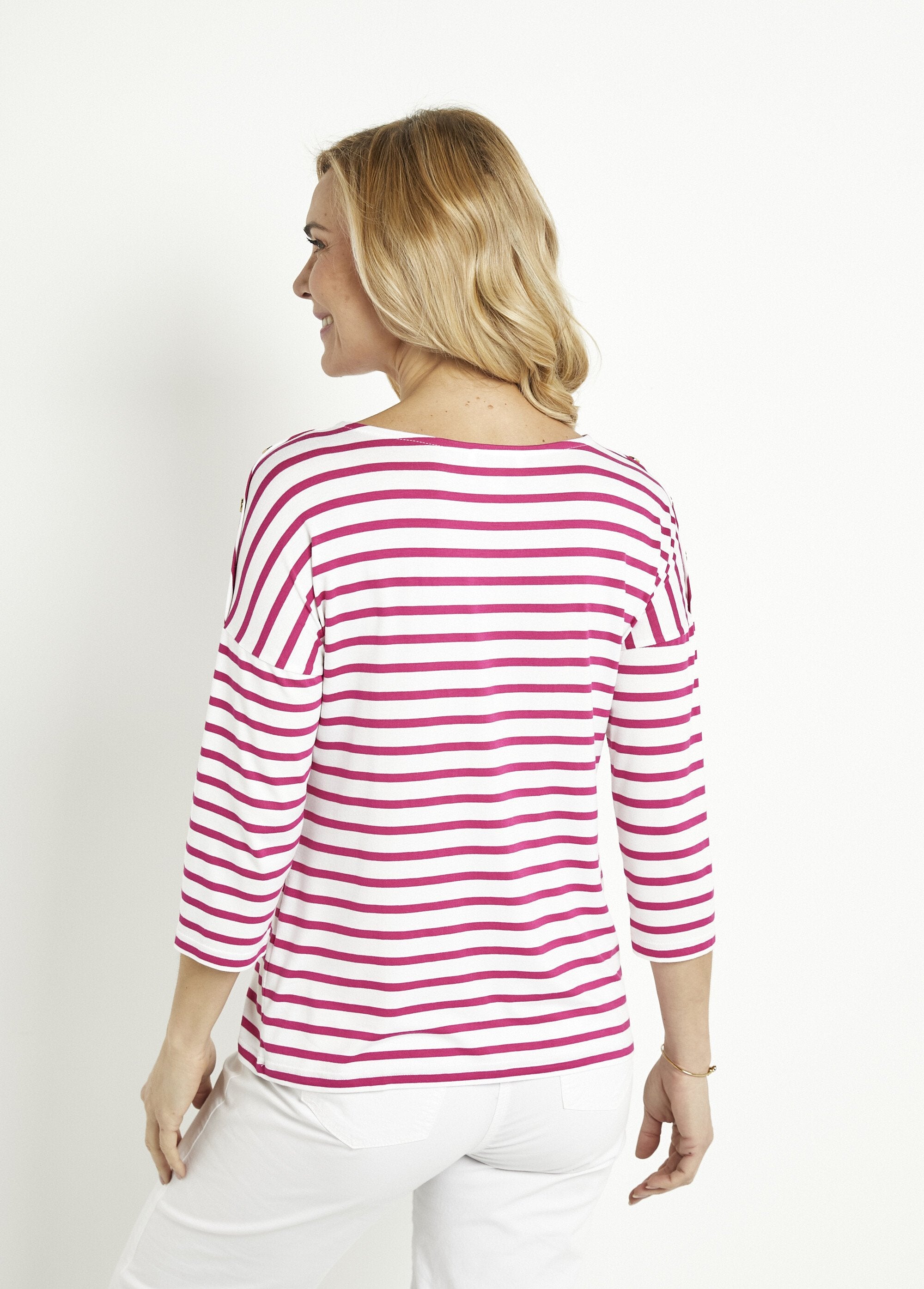 T-shirt_marinière_rayé_court_manches_longues_Blanc_et_fuchsia_DO1_slim