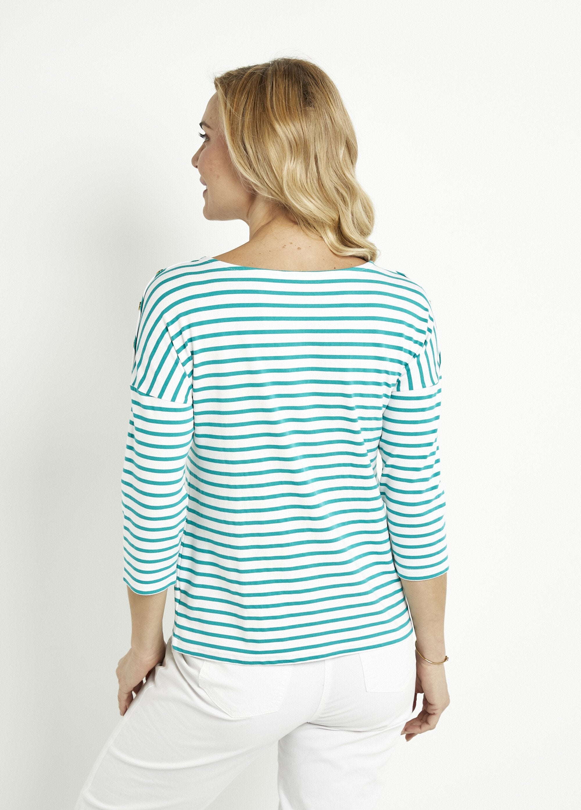 Gestreept_matrozen_T-shirt_met_korte_mouwen_Blanc_et_aqua_DO1_slim