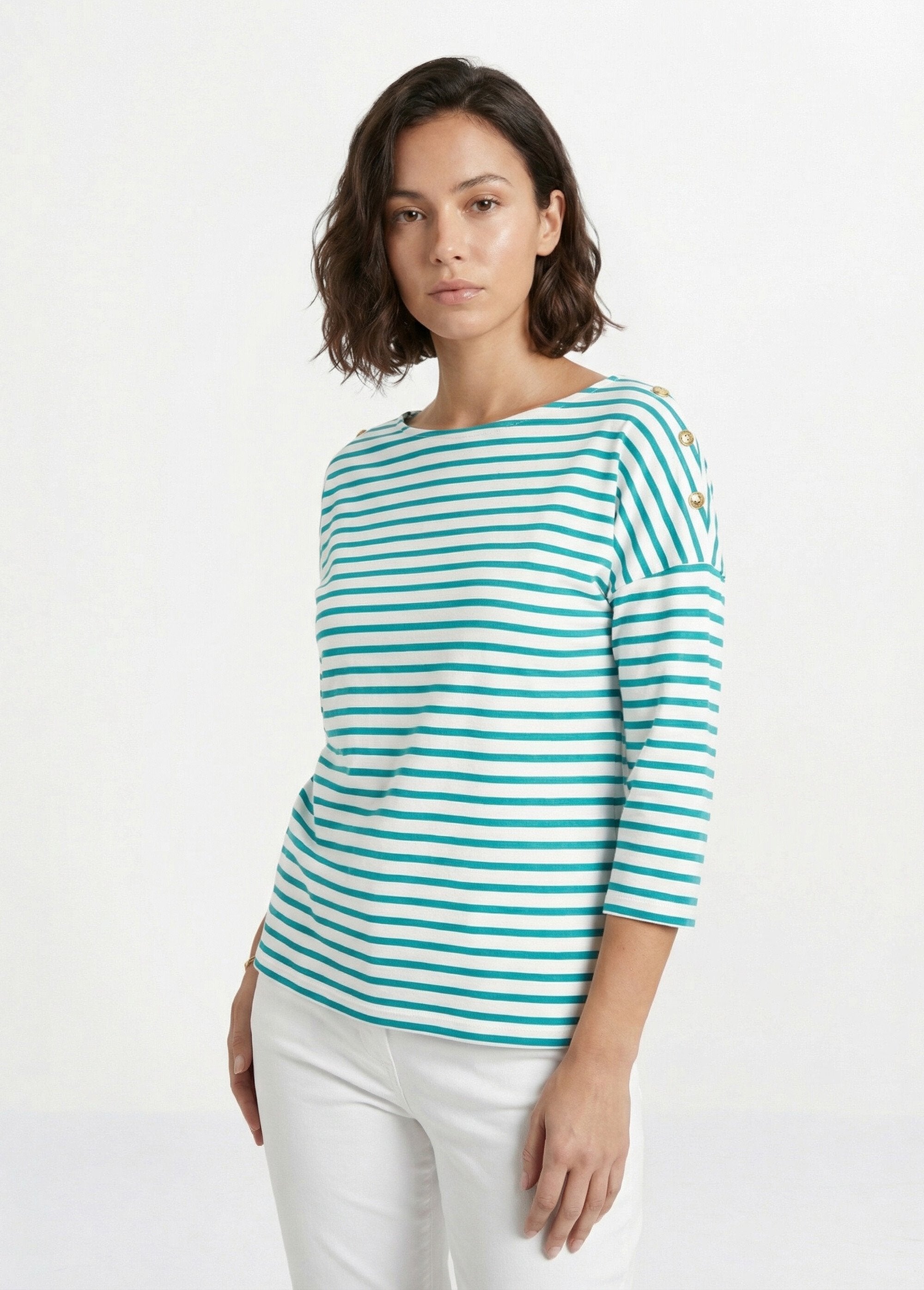 Gestreept_matrozen_T-shirt_met_korte_mouwen_Blanc_et_aqua_FA1_slim