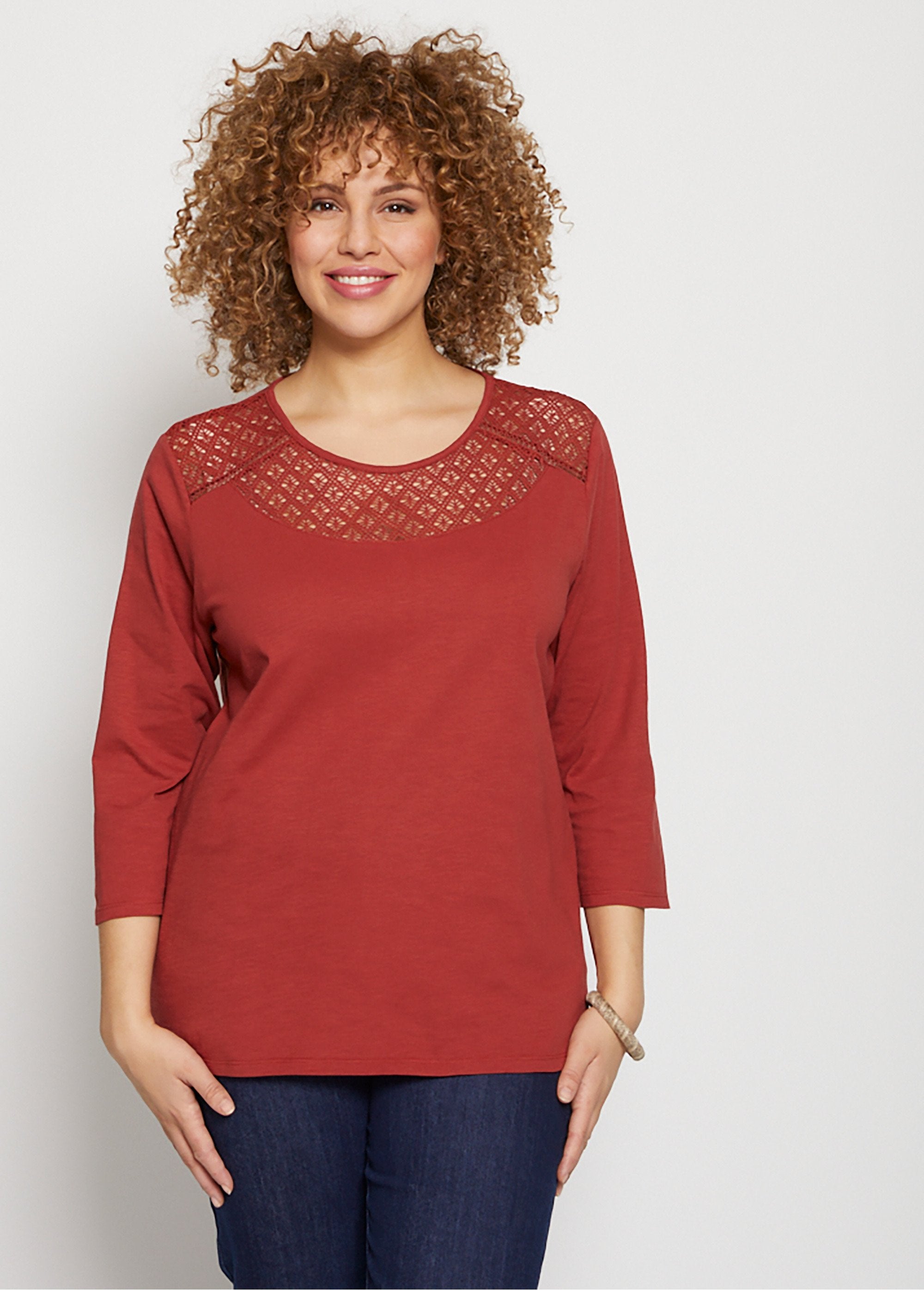 T-shirt_coton_et_dentelle_manches_3/4_Tomette_FA1_curvy