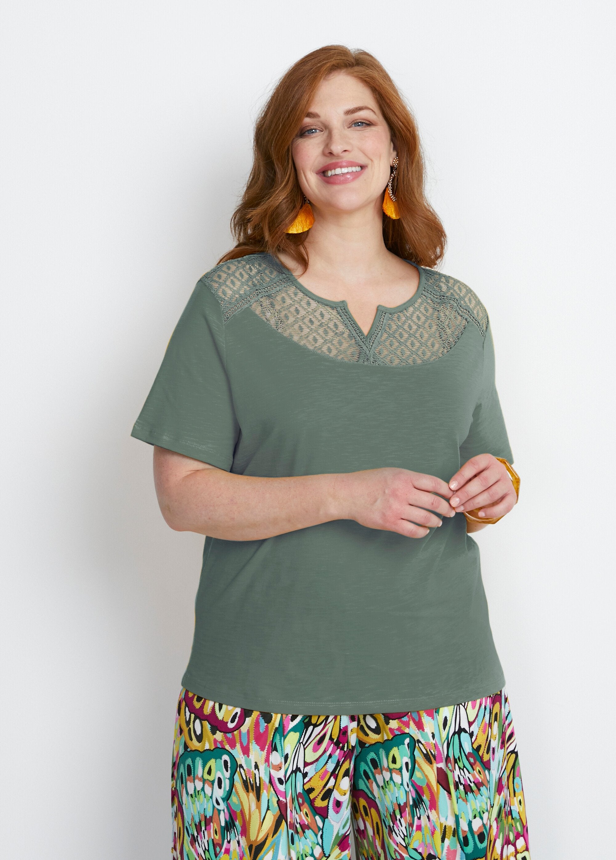 T-shirt_coton_maille_flammée_dentelle_Kaki_FA1_curvy