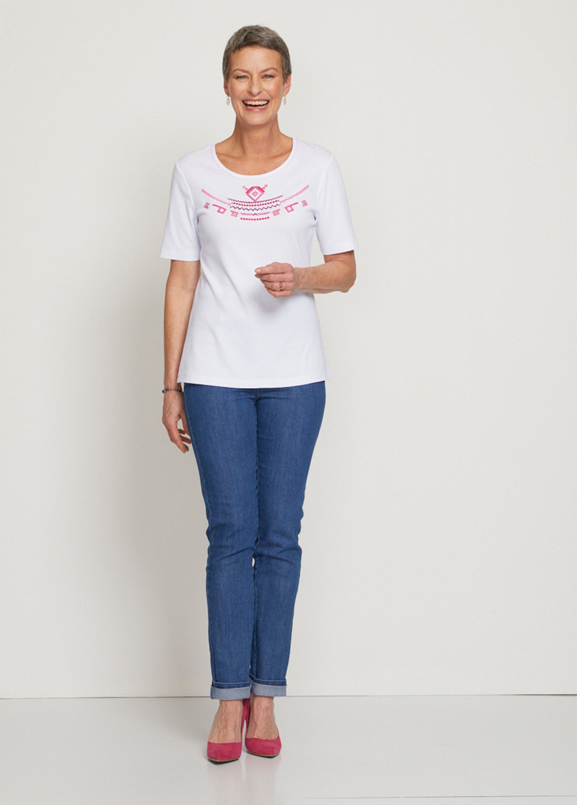 T-shirt_jersey_pur_coton_peigné_brodé_Blanc_et_framboise_SF1_slim