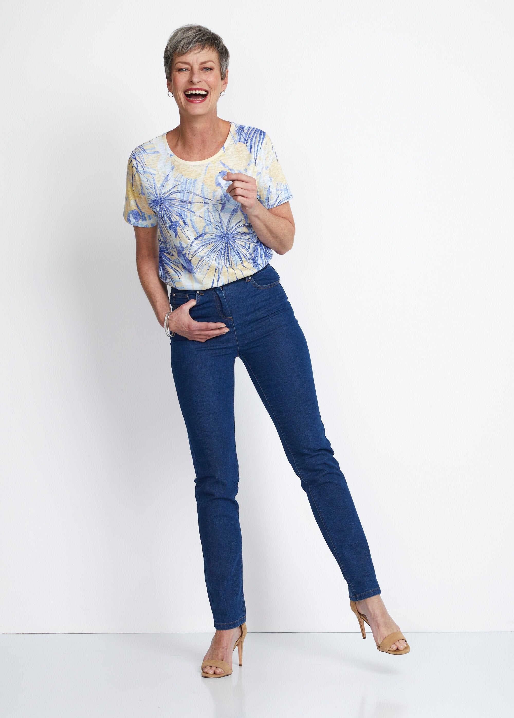 Kort_strass_T-shirt_Geel_en_blauw_SF1_slim