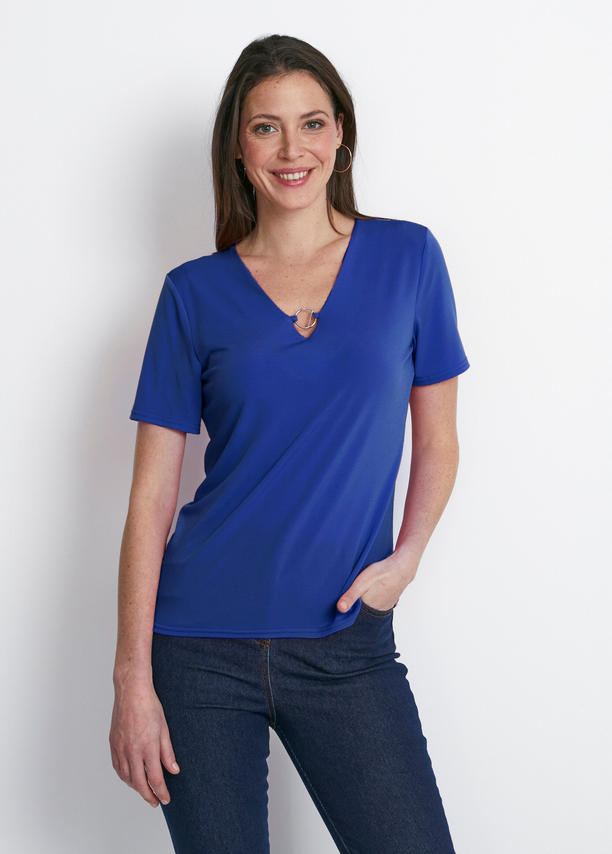 T-shirt_manches_courtes_uni_ou_imprimé_Uni_bleu_FA1_slim