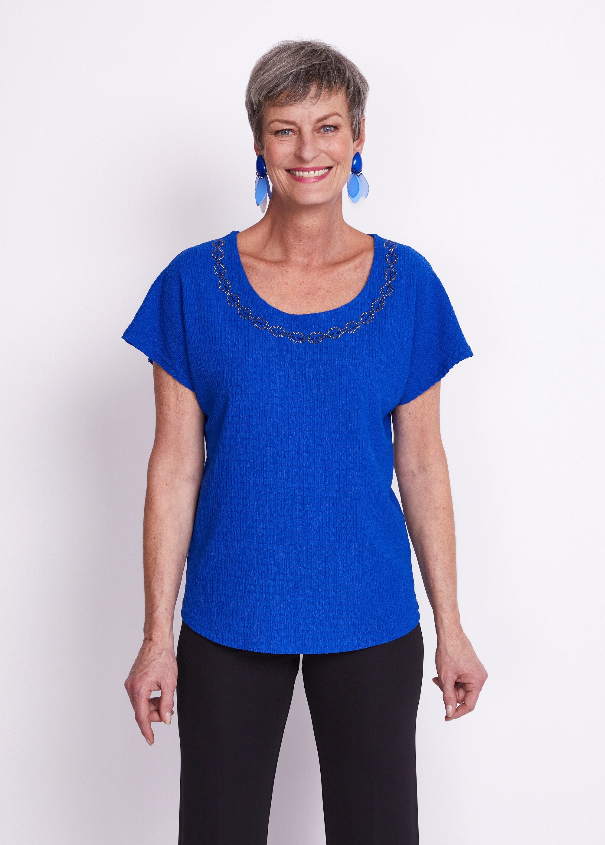 Tee-shirt_manches_kimono_maille_gaufrée_Bleu_FA1_slim