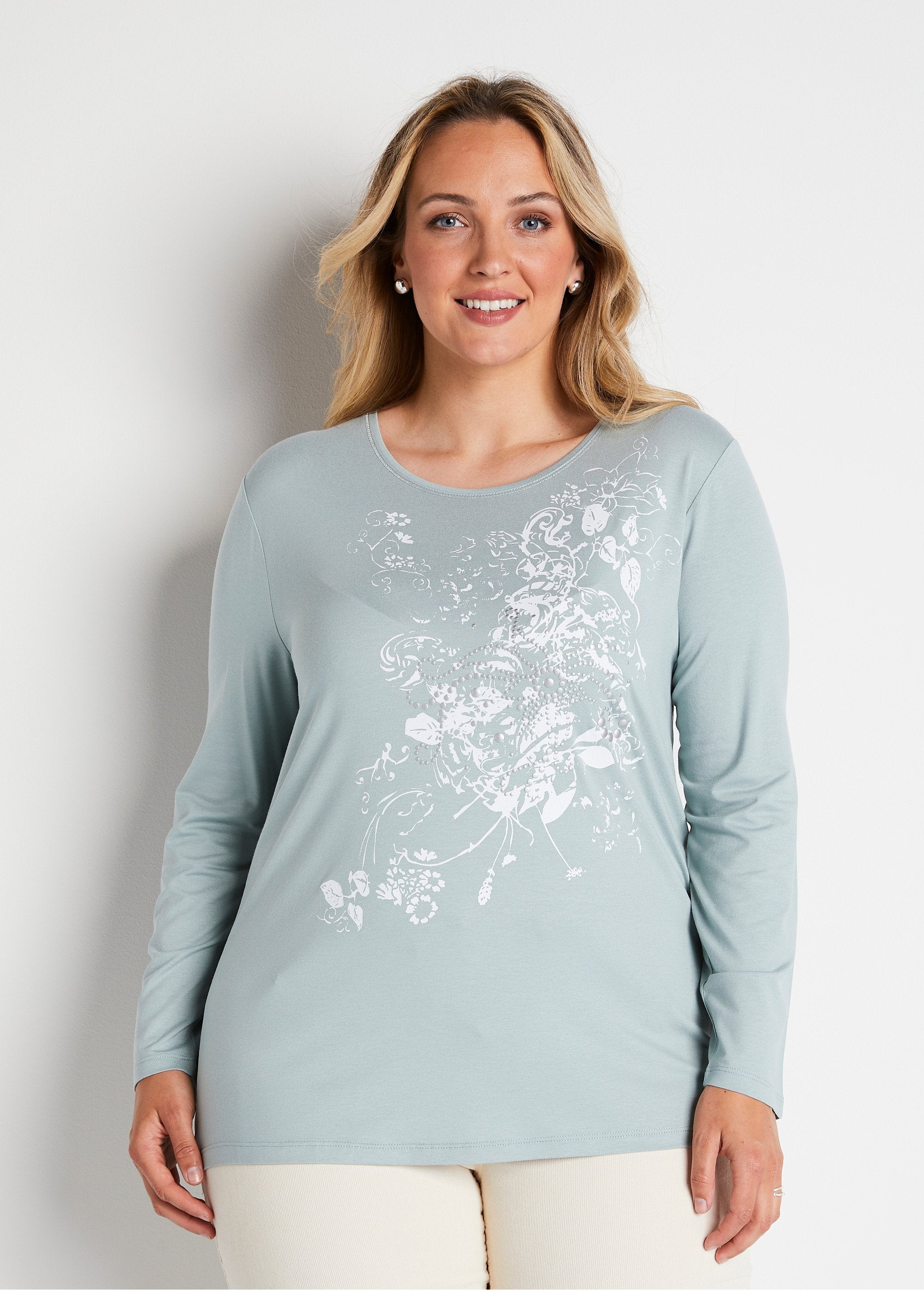 Tee-shirt_manches_longues_maille_fluide_Vert_FA1_curvy