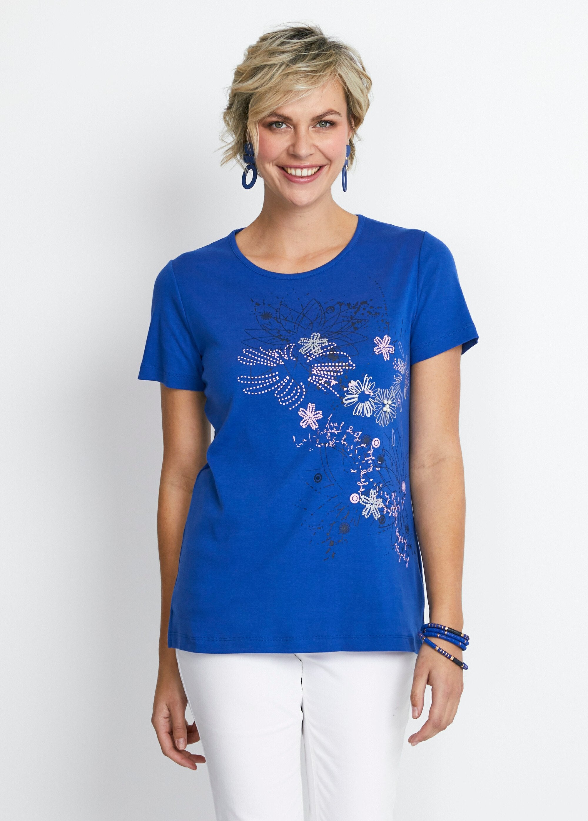 T-shirt_long_motif_fleuri_fentes_côtés_Bleu_FA1_slim