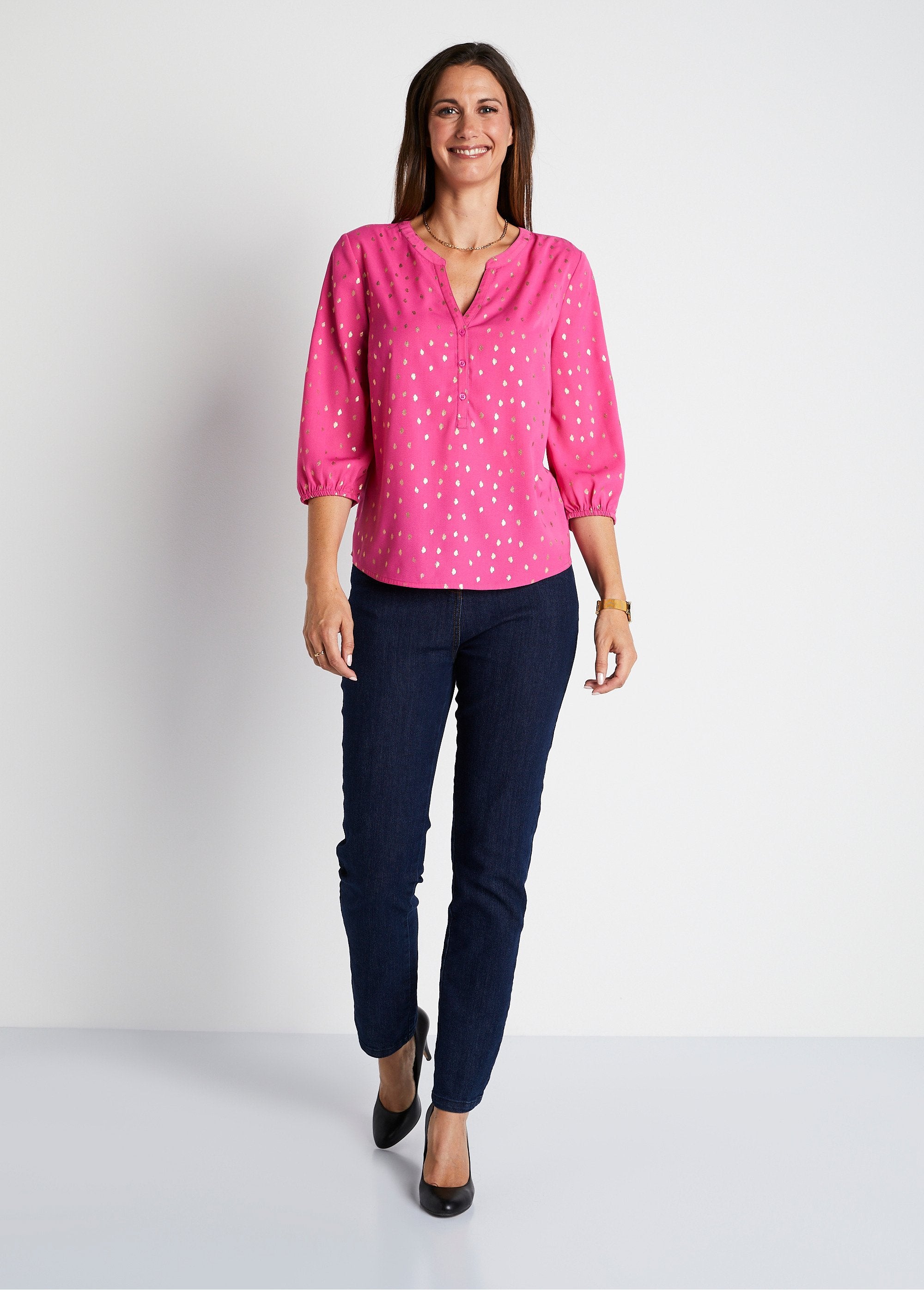 Losvallende_tuniek_van_halflange_lengte_met_3/4_mouwen_ROZE_SF1_slim