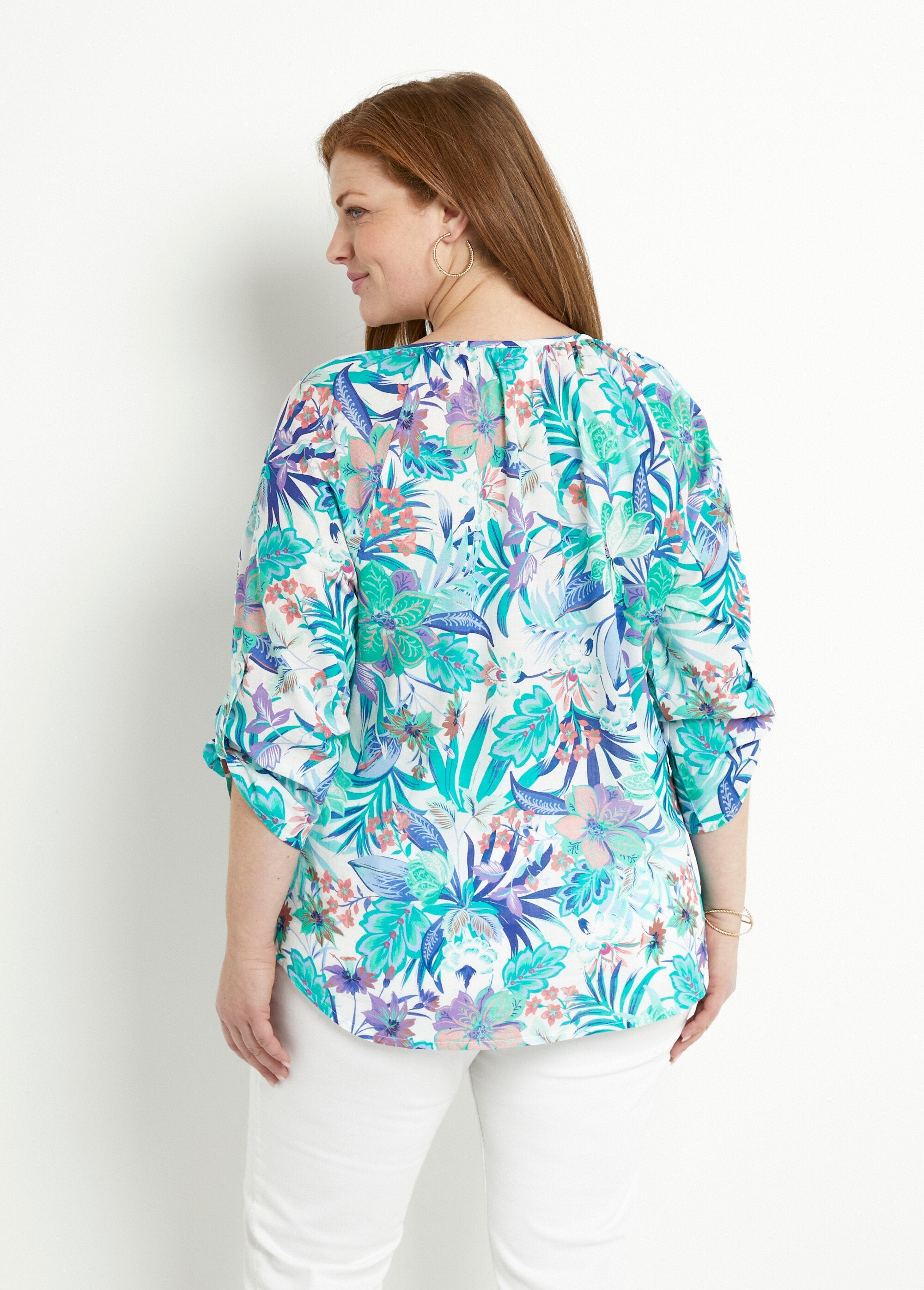 Tunique_ample_voile_imprimé_coton_manches_3/4_Multicolore_DO1_curvy